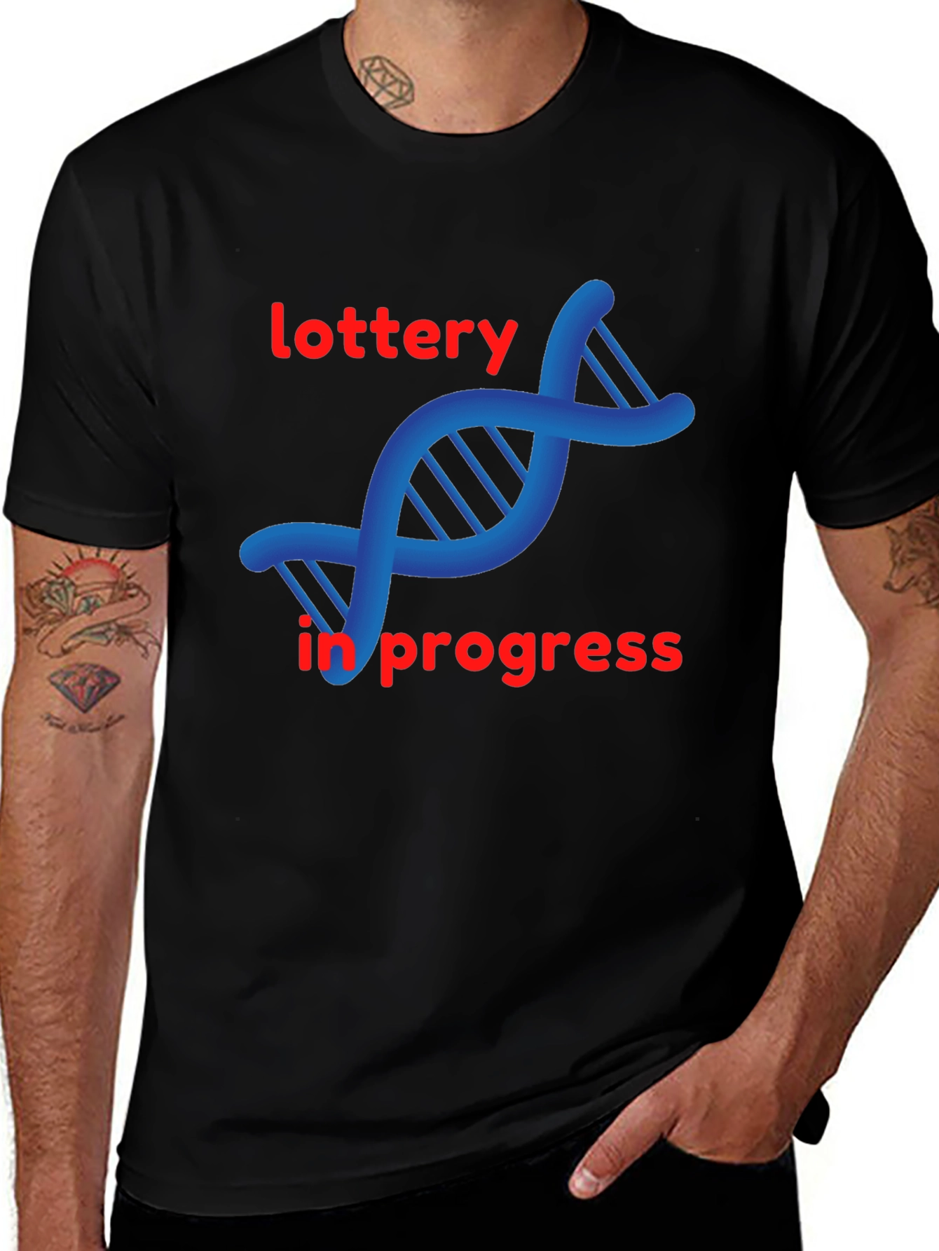Variant 6 of DNA Lottery in Progress Black T-Shirt