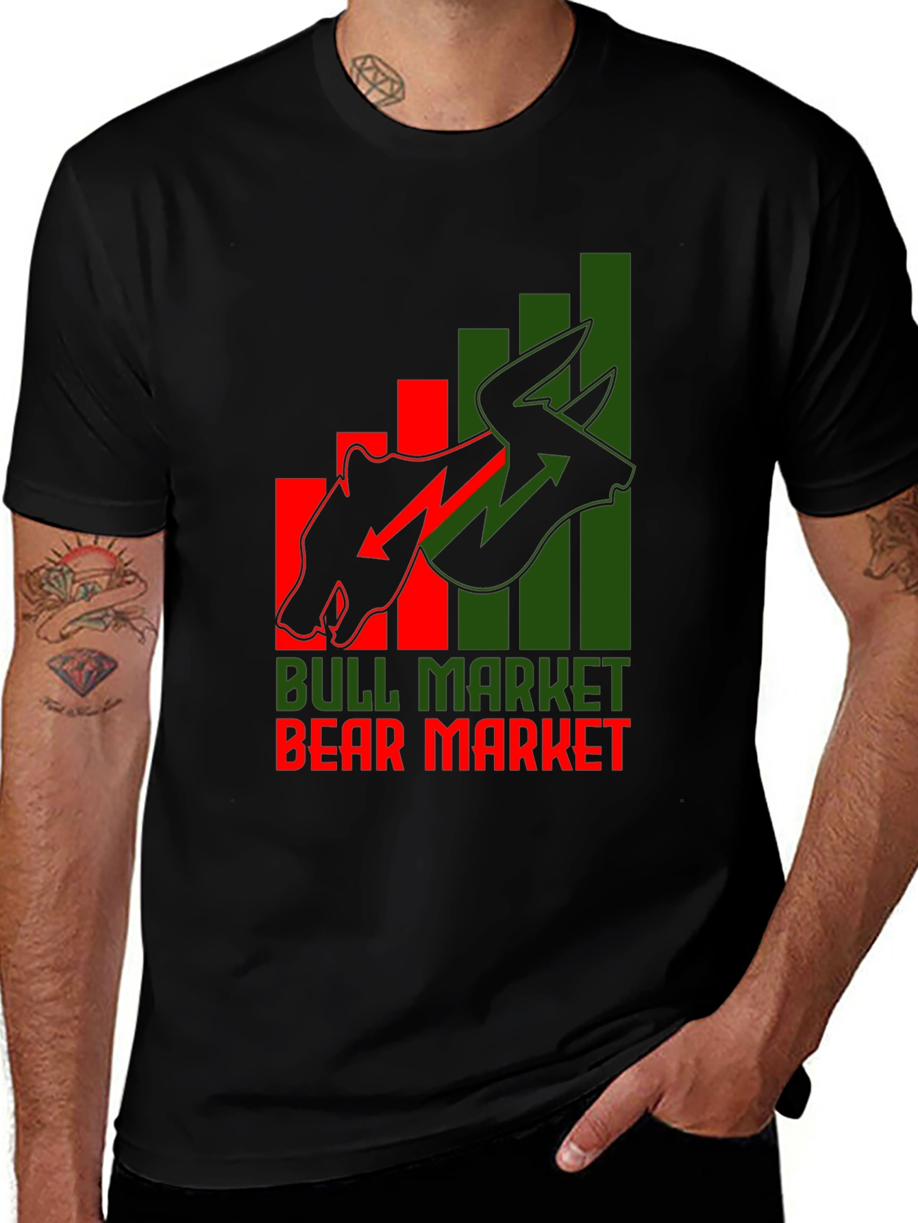 Bull & Bear Market Graphic Tee - Stock Trader T-Shirt
