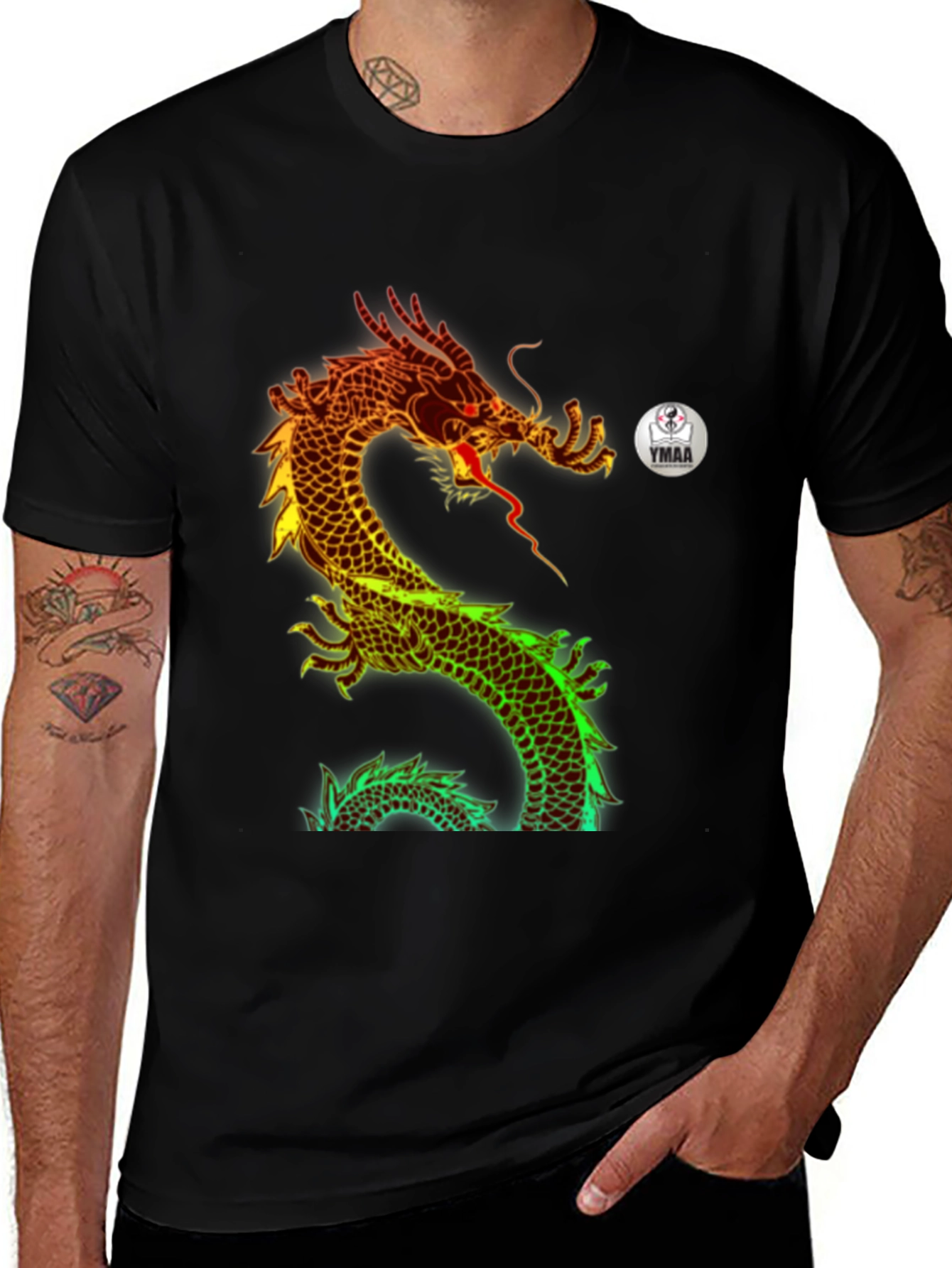 Black Fiery Dragon Graphic Tee - Bold Streetwear main image