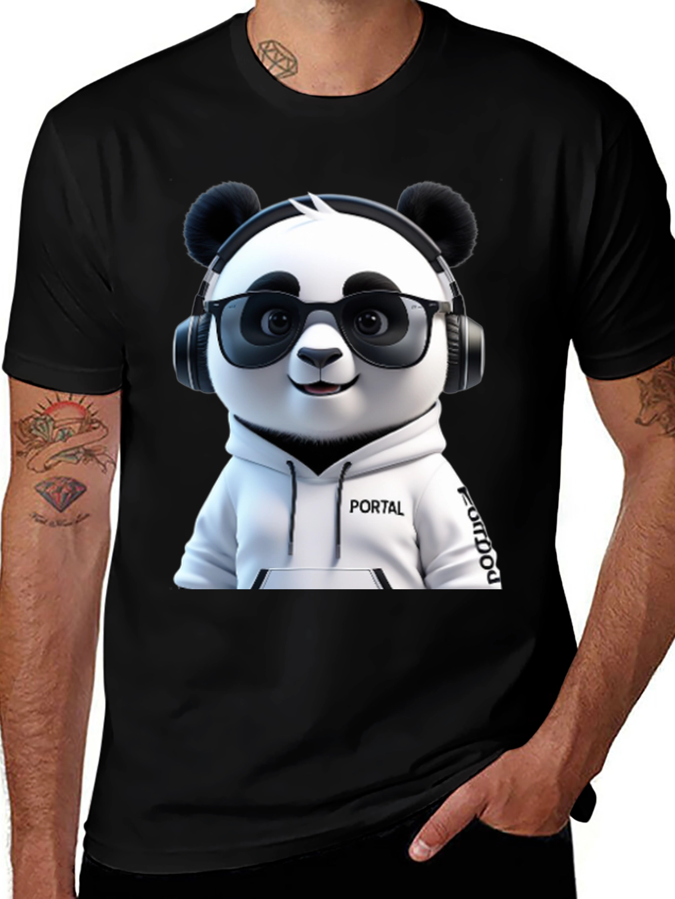 Variant 29 of Cool Panda Gamer Tee - Black Cotton Blend T-Shirt