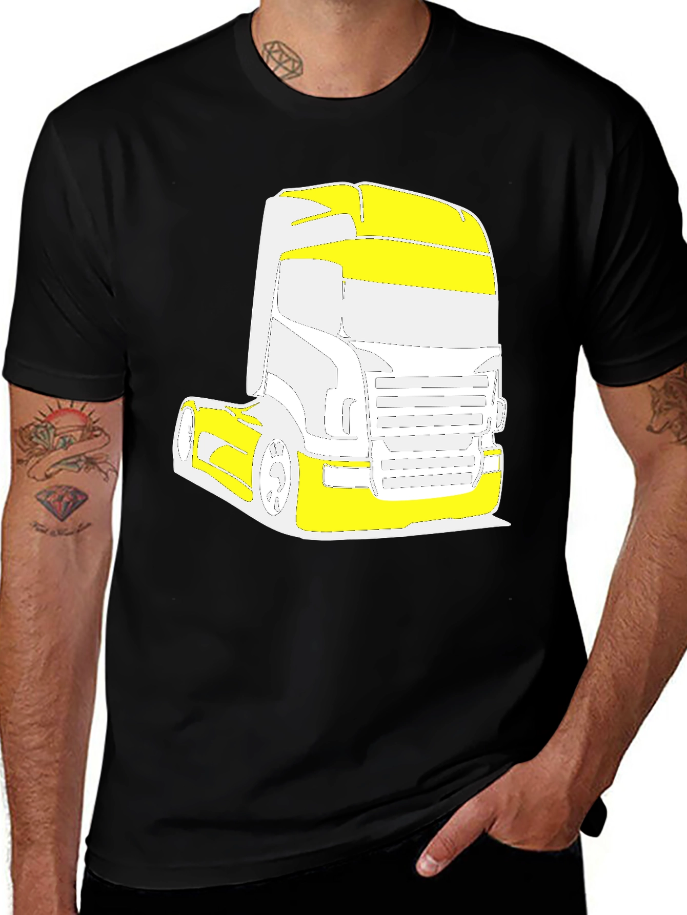 Variant 8 of Truck Graphic Tee - Black Cotton Blend