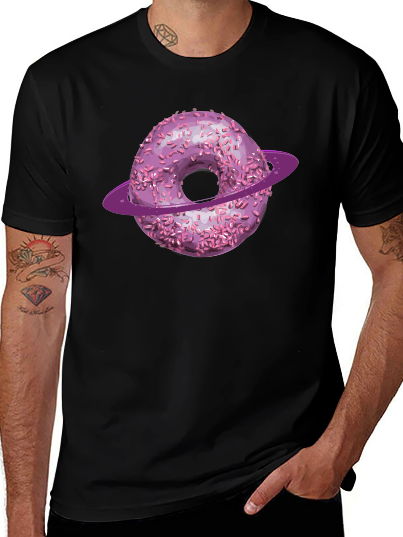 Variant 19 of Donut Planet Black T-Shirt
