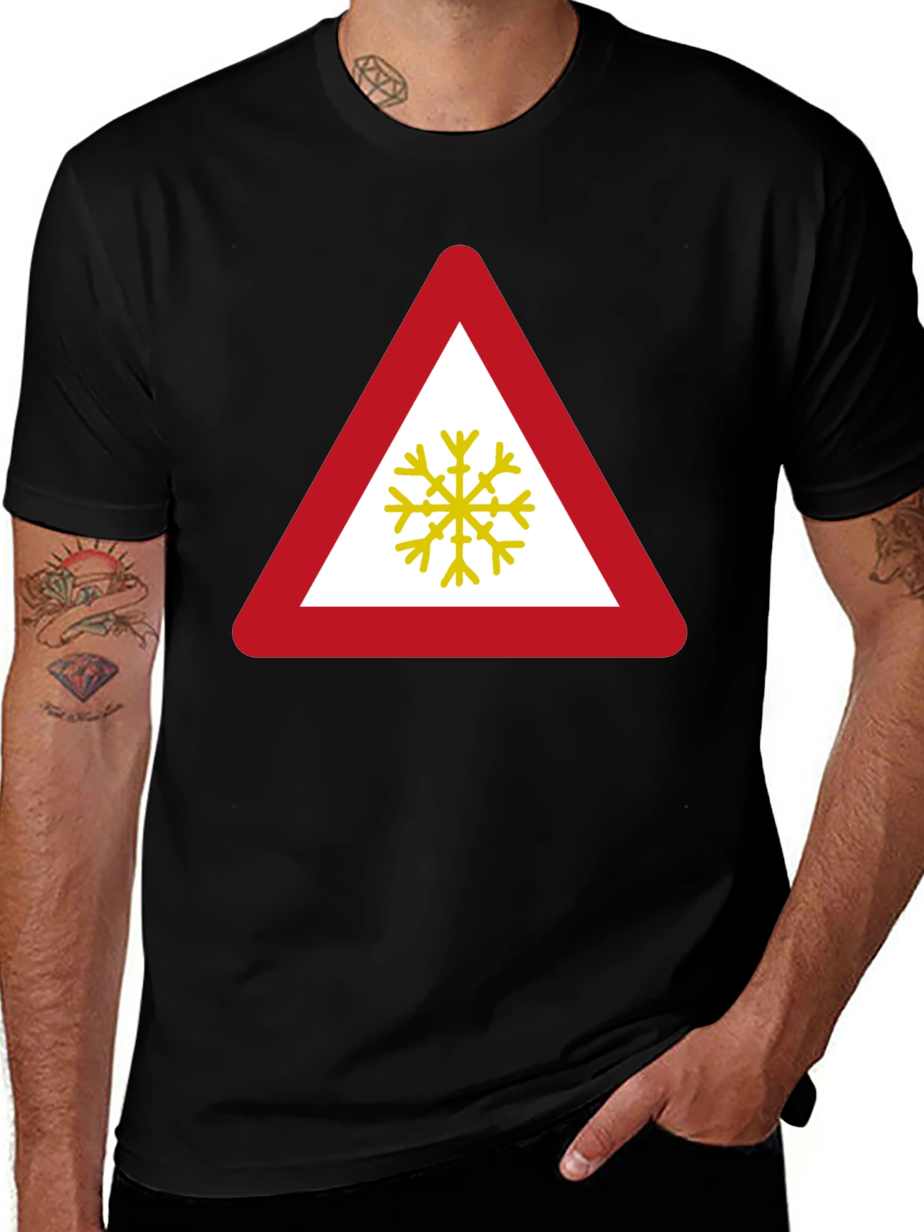 Slippery Road Ahead Black T-Shirt