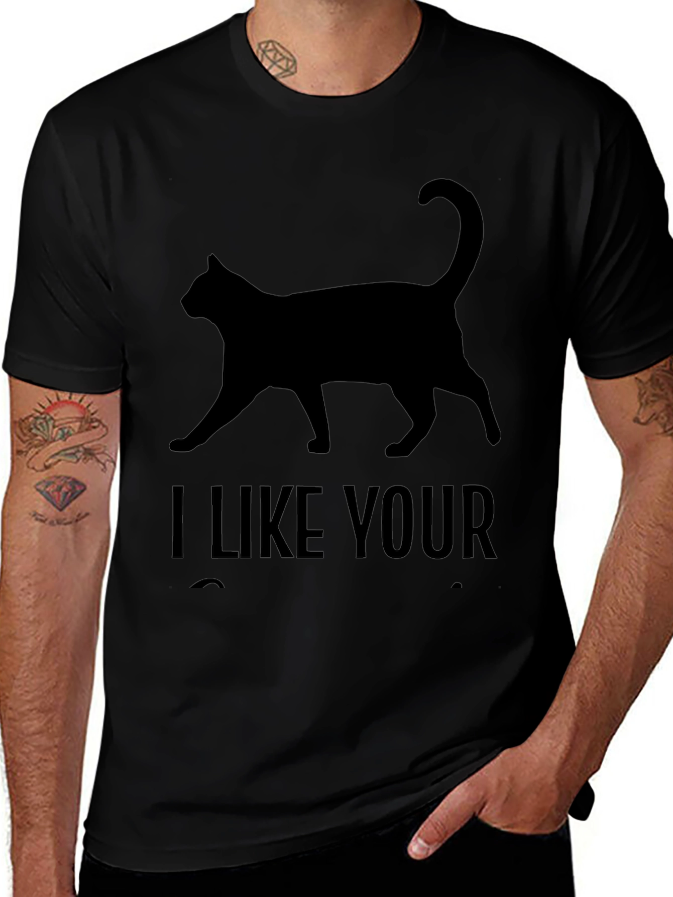 Variant 20 of I Like Your Cat T-Shirt - Black Graphic Tee