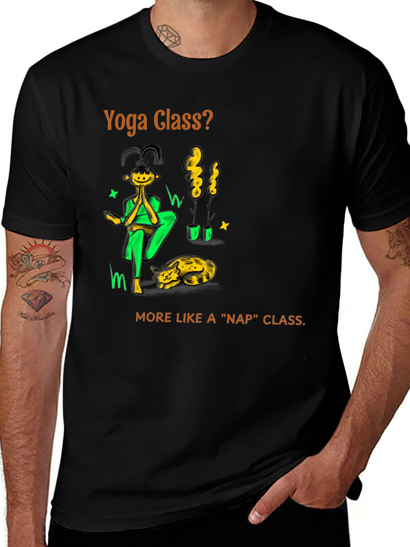 Variant 8 of Yoga Nap Class Black Cotton T-Shirt