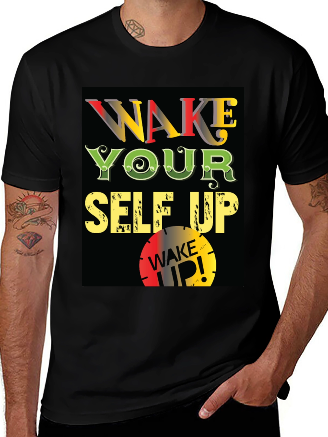 Variant 28 of Wake Yourself Up Graphic Tee - Black