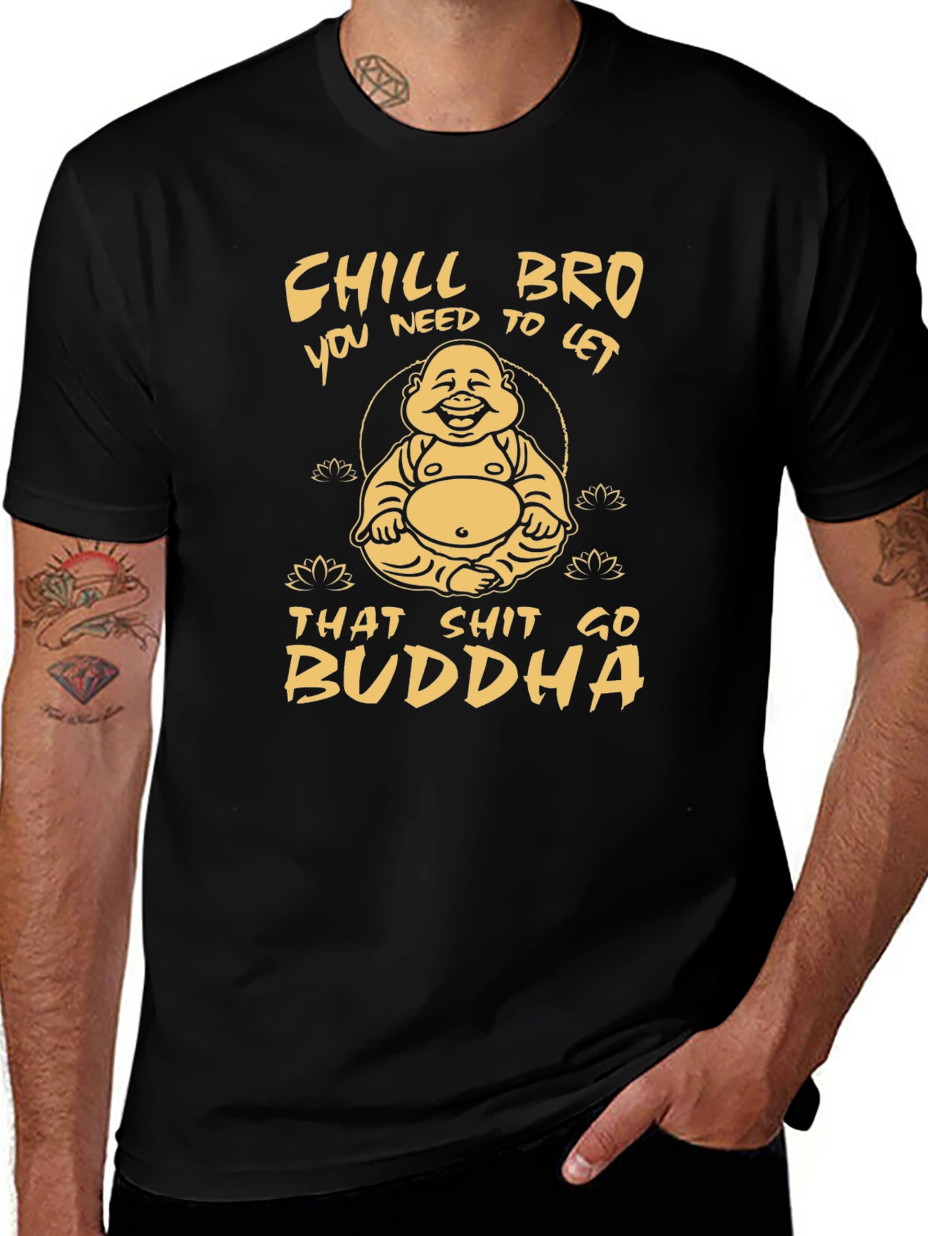 Chill Bro Buddha Graphic Tee - Relaxed Fit Cotton T-Shirt