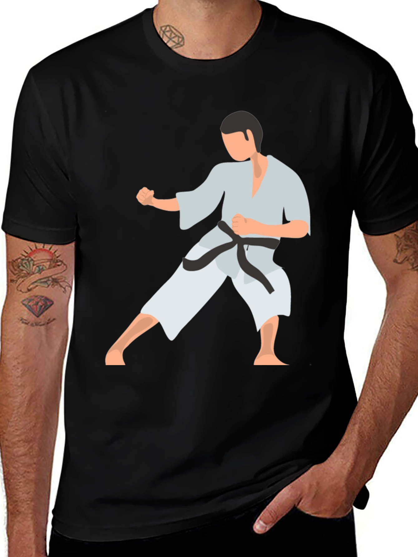 Variant 25 of Karate Stance Graphic Tee - Black Martial Arts Shirt