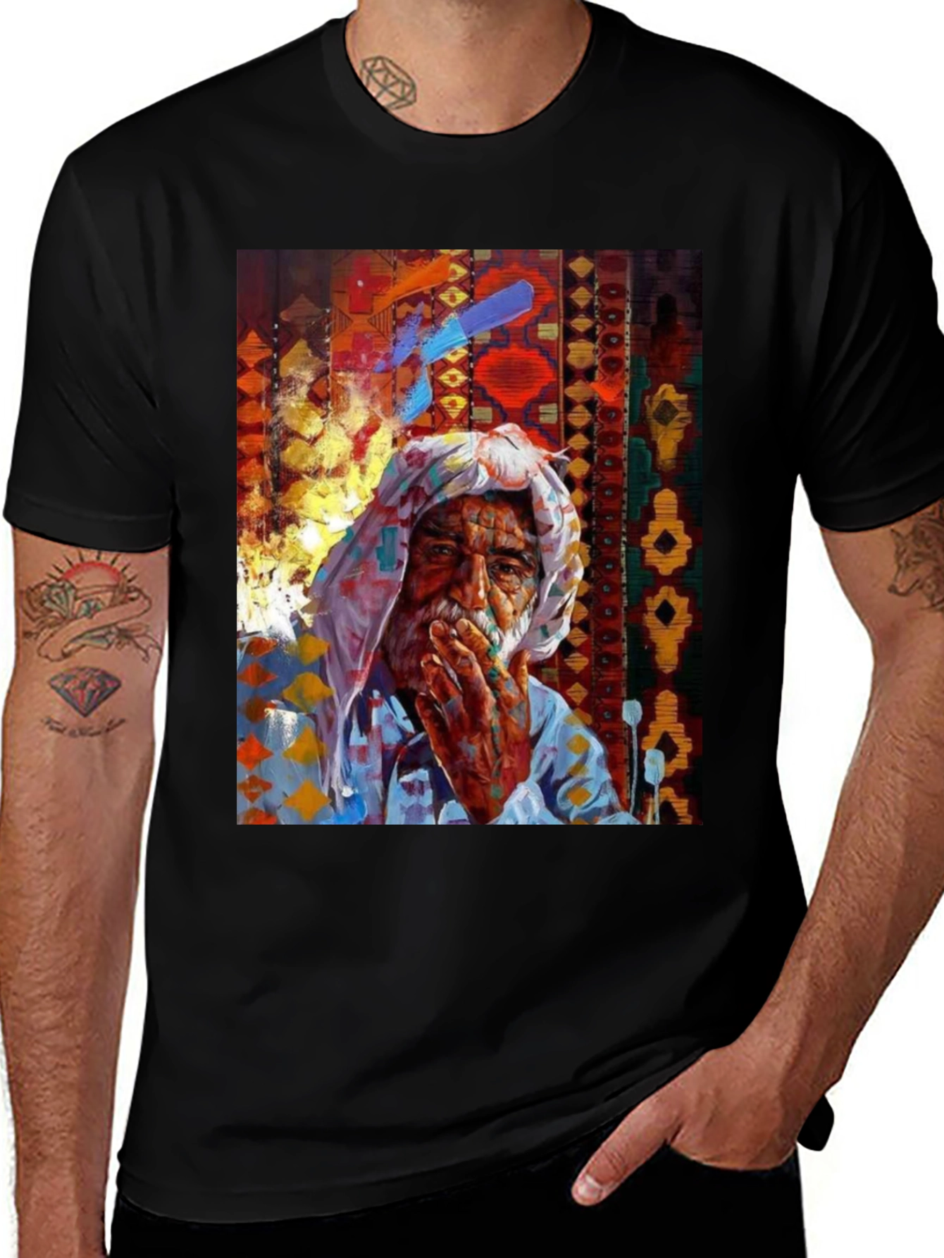 Variant 25 of Artistic Old Man Graphic T-Shirt