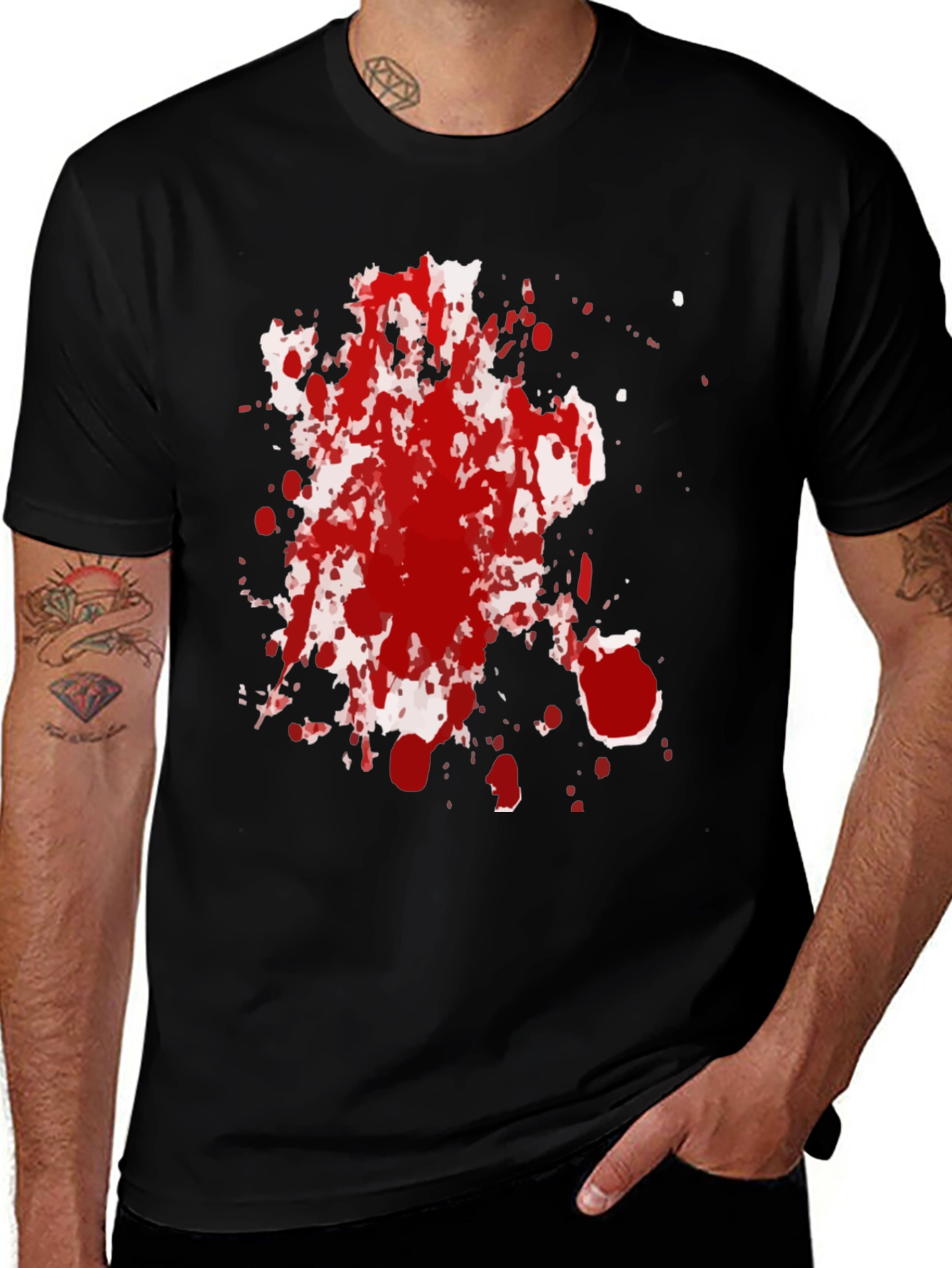 Variant 13 of Spattered Red Ink Black T-Shirt