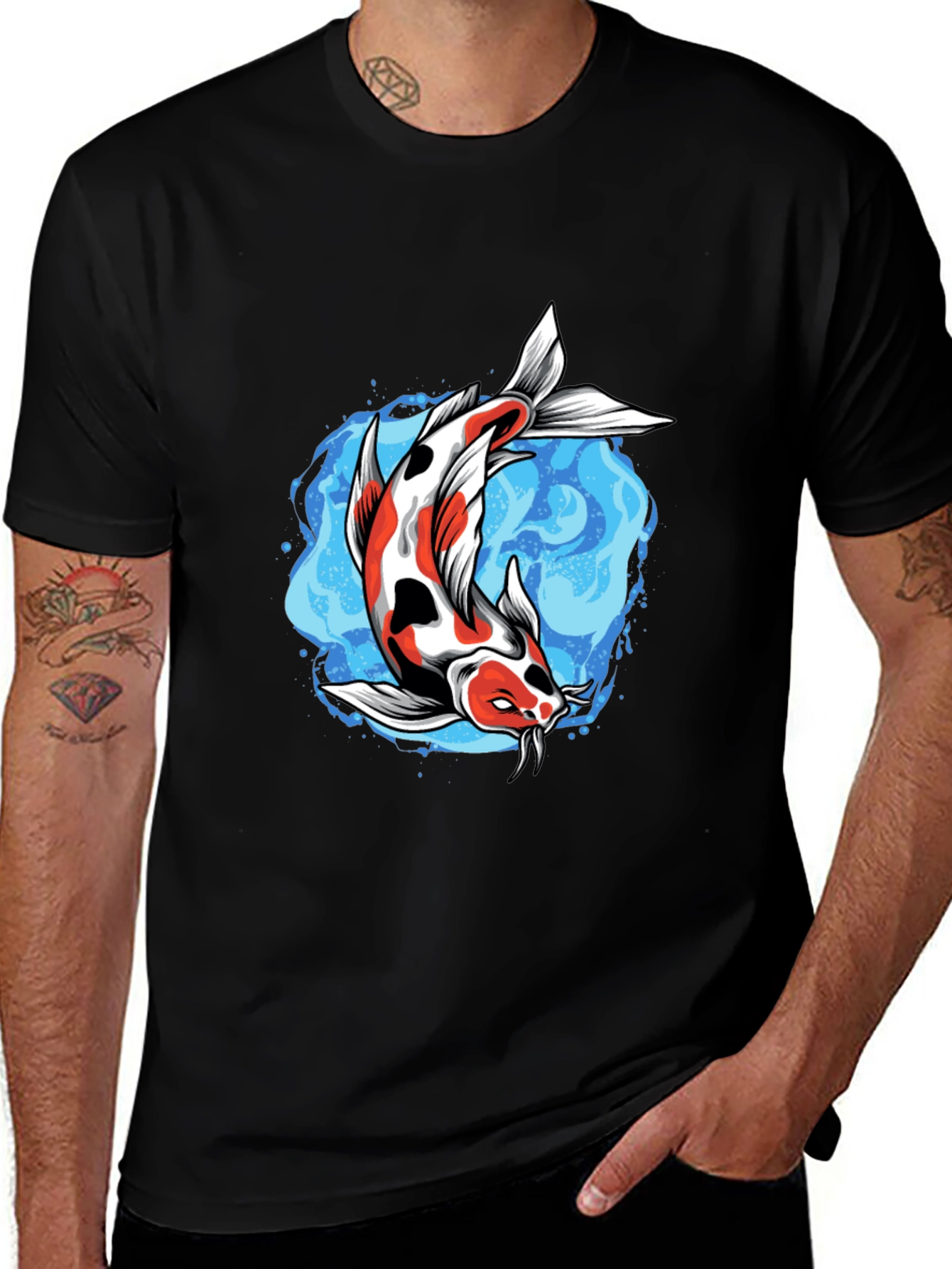 Variant 18 of Koi Fish Graphic Black T-Shirt