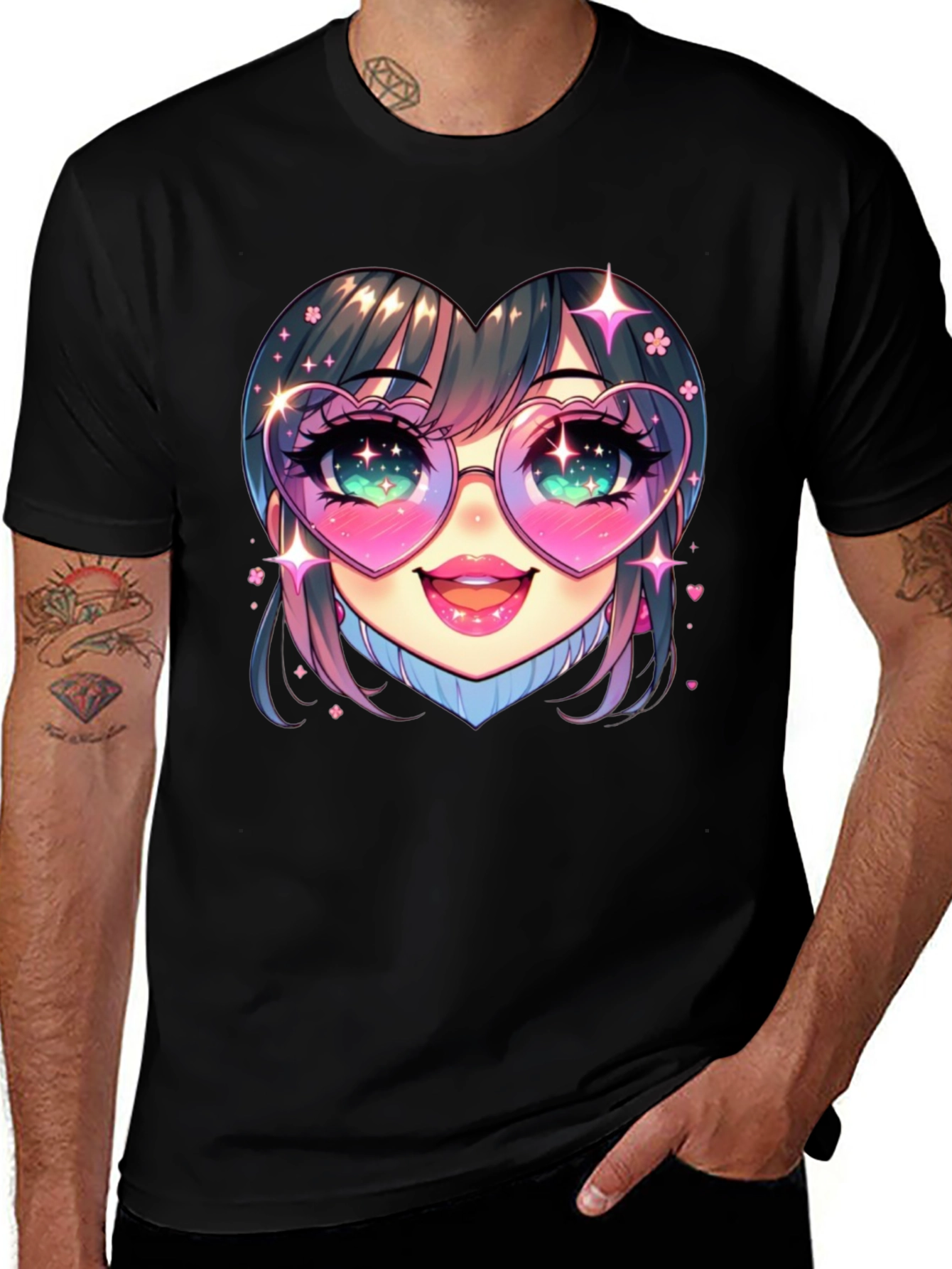 Anime Heart Glasses T-Shirt - Kawaii Style