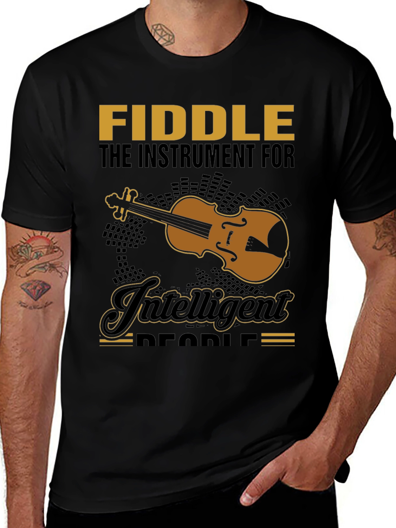 Fiddle Instrument Intelligent People Black T-Shirt