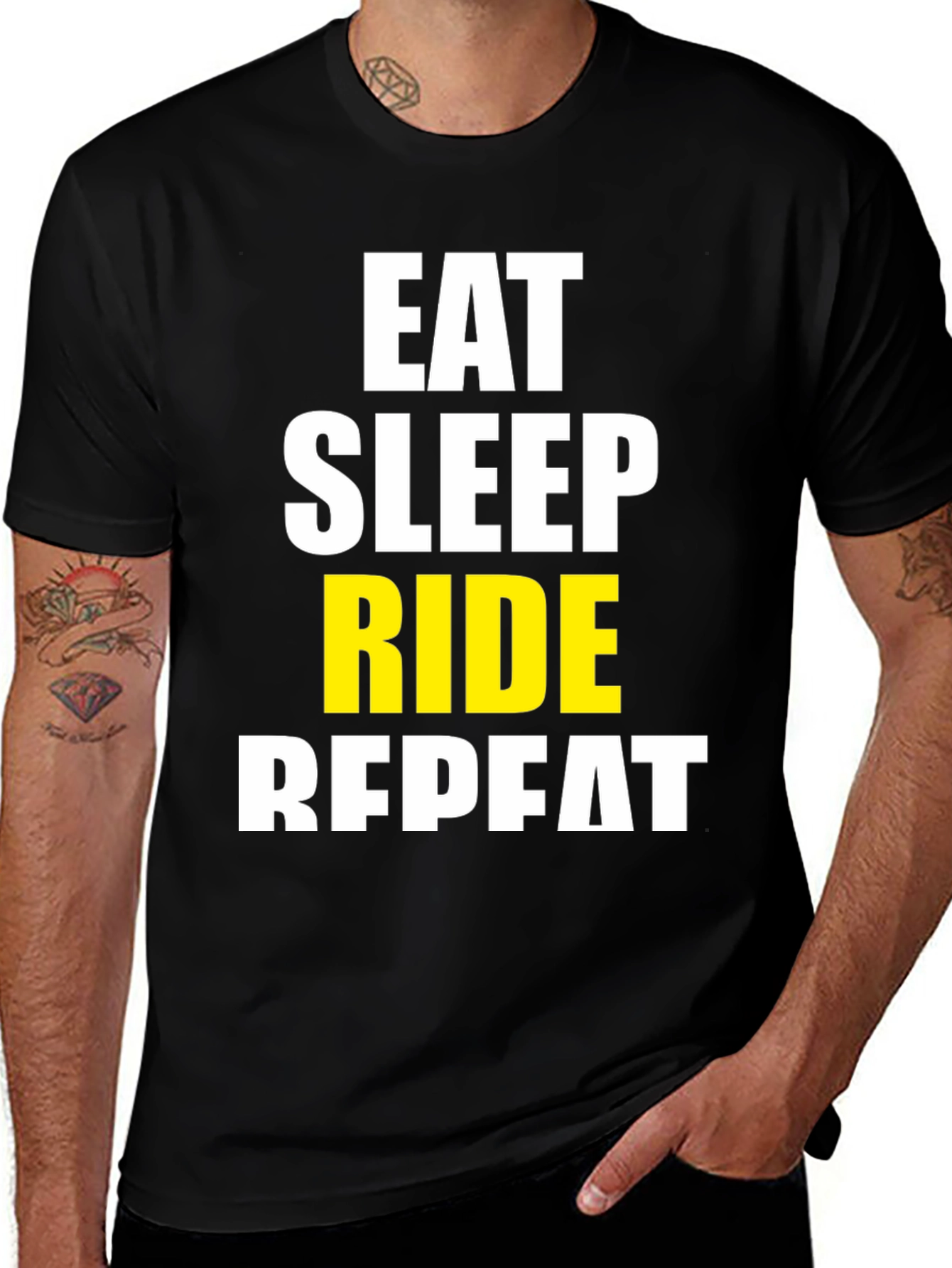 Variant 15 of Eat Sleep Ride Repeat Black Graphic T-Shirt