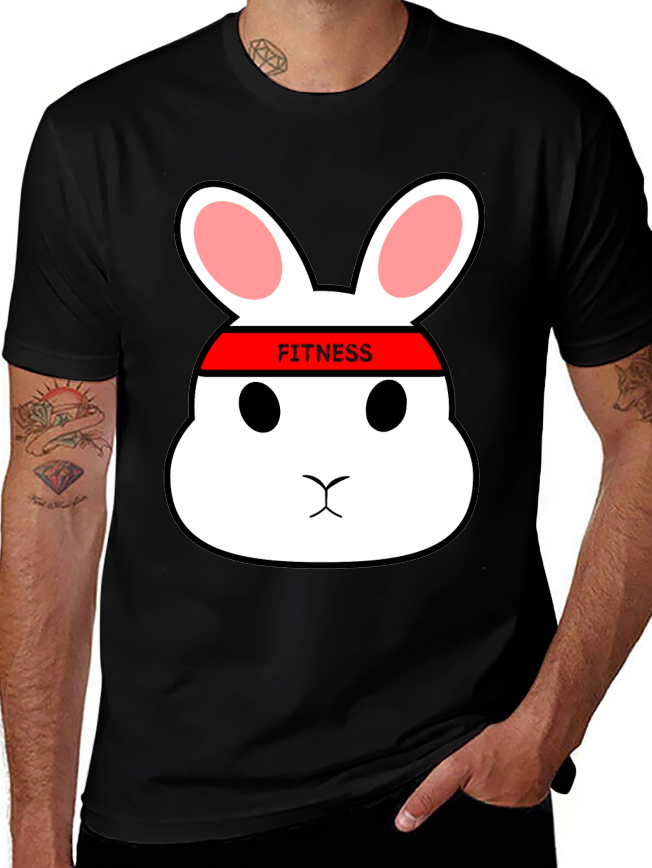 Variant 26 of Funny Fitness Bunny Graphic T-Shirt