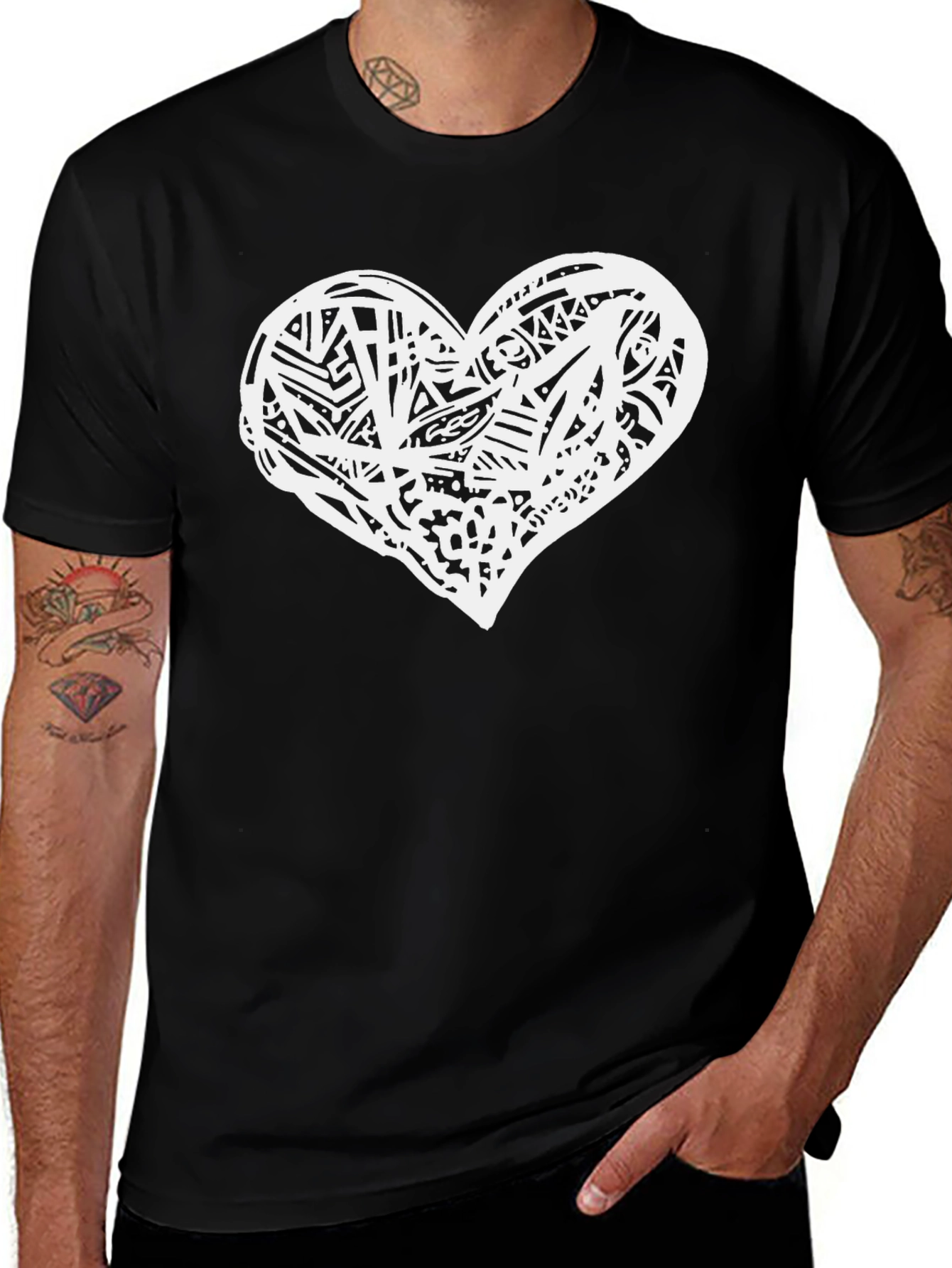 Variant 20 of Heart Tribal Art T-Shirt - Unique Graphic Tee
