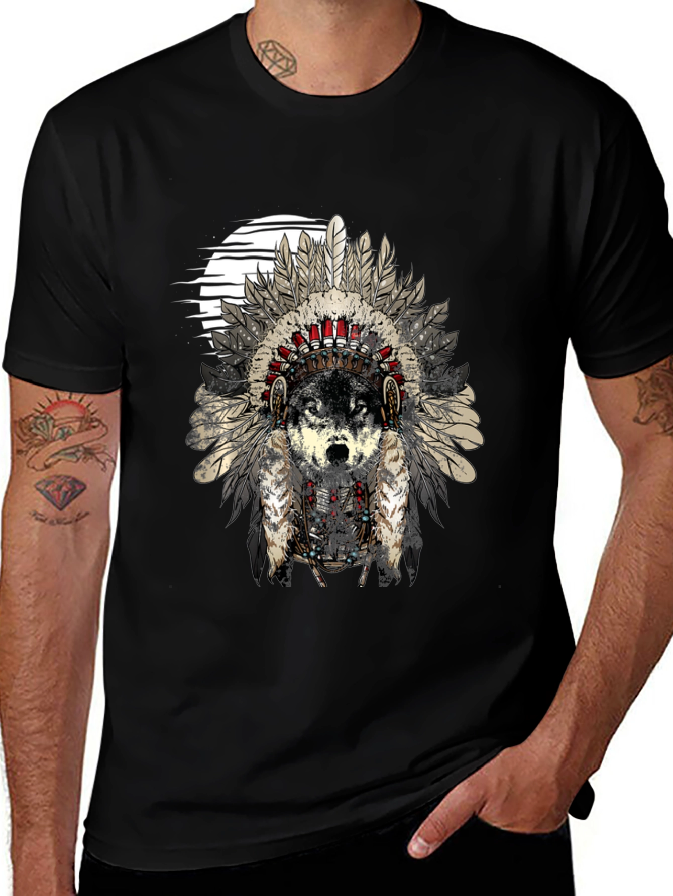 Variant 16 of Wolf Indian Headdress Graphic T-Shirt