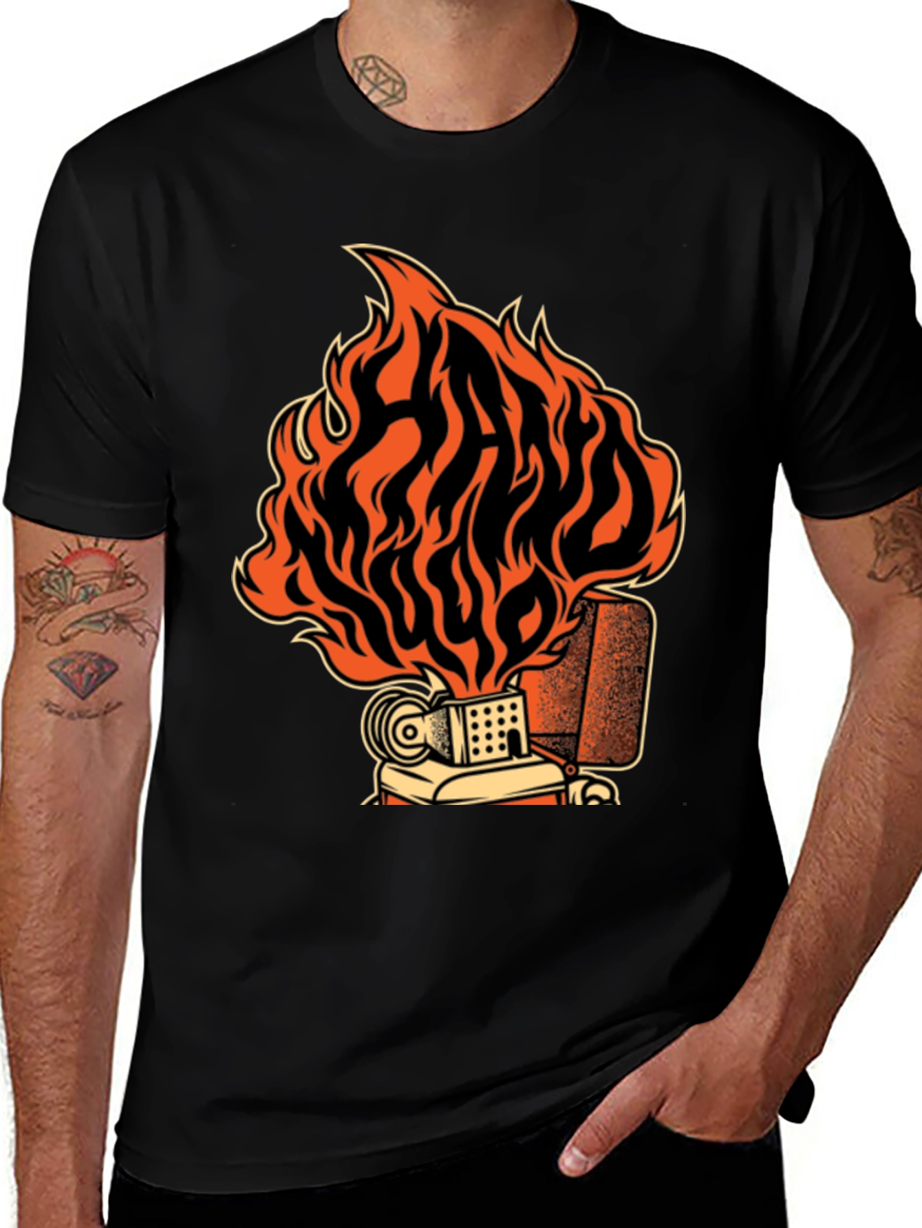 Variant 3 of Flaming Lighter Graphic Tee - Cool Design