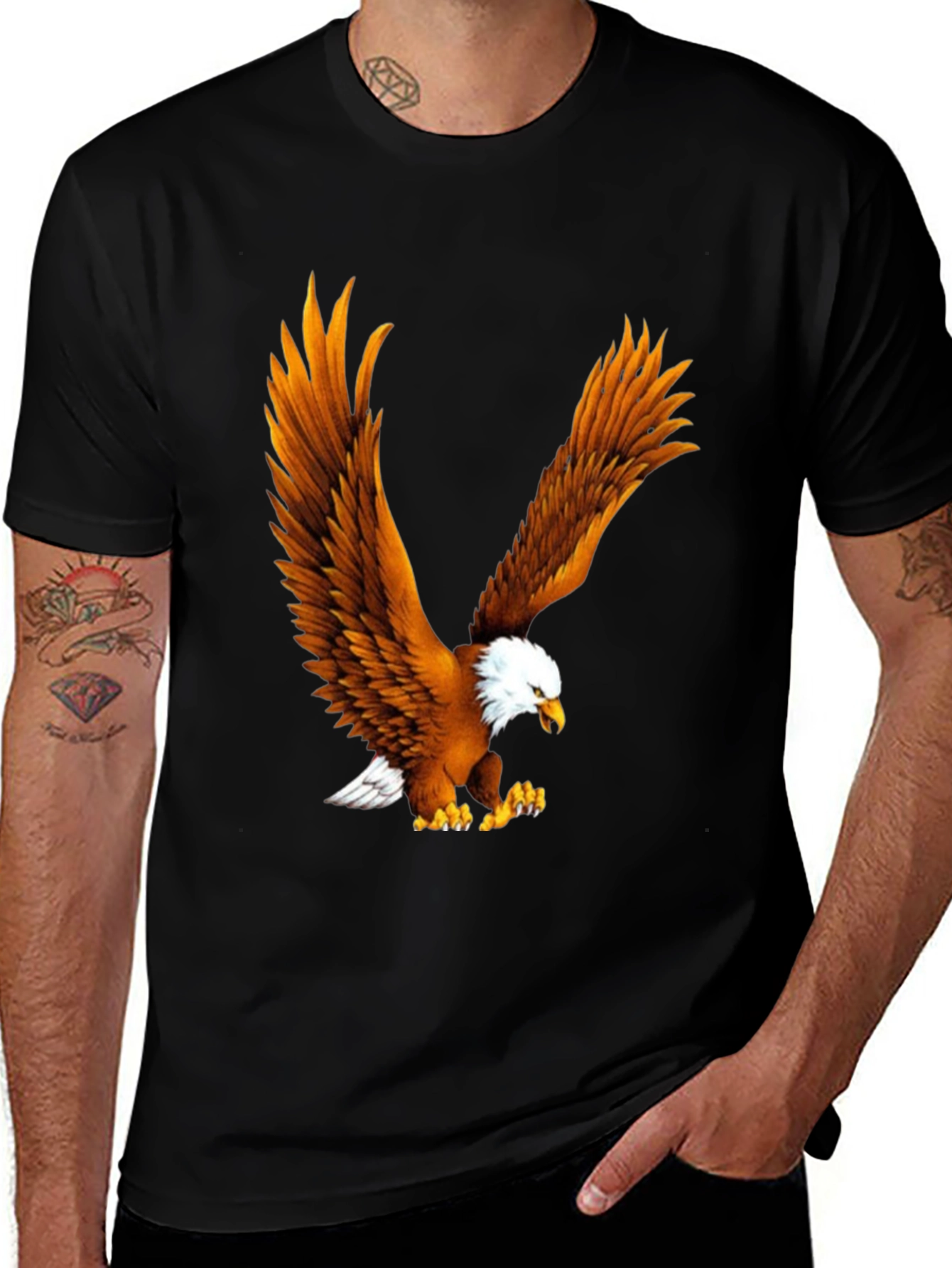 Variant 26 of Eagle Print Black T-Shirt