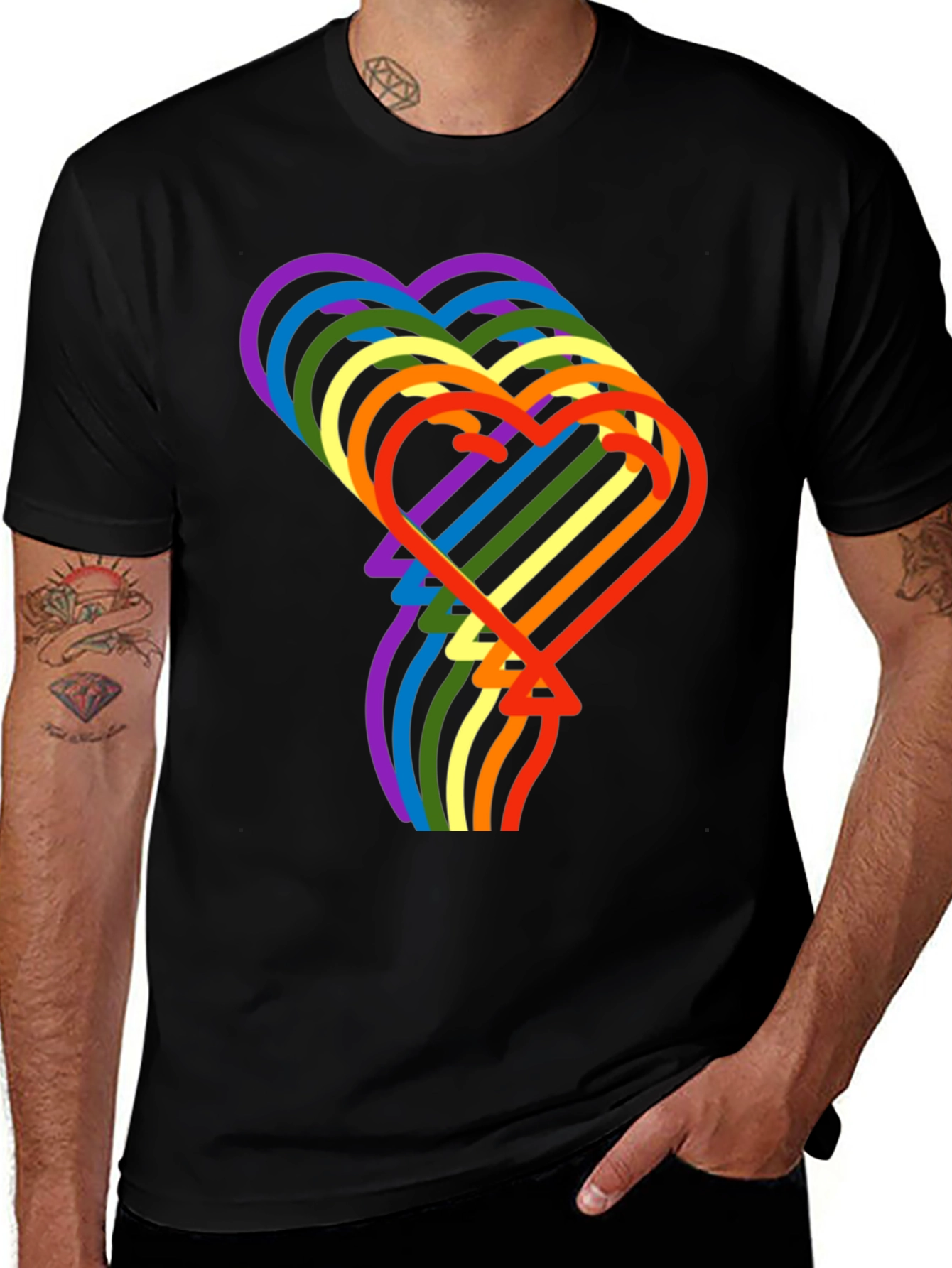 Variant 25 of Rainbow Hearts Graphic Tee - Stylish Pride Shirt
