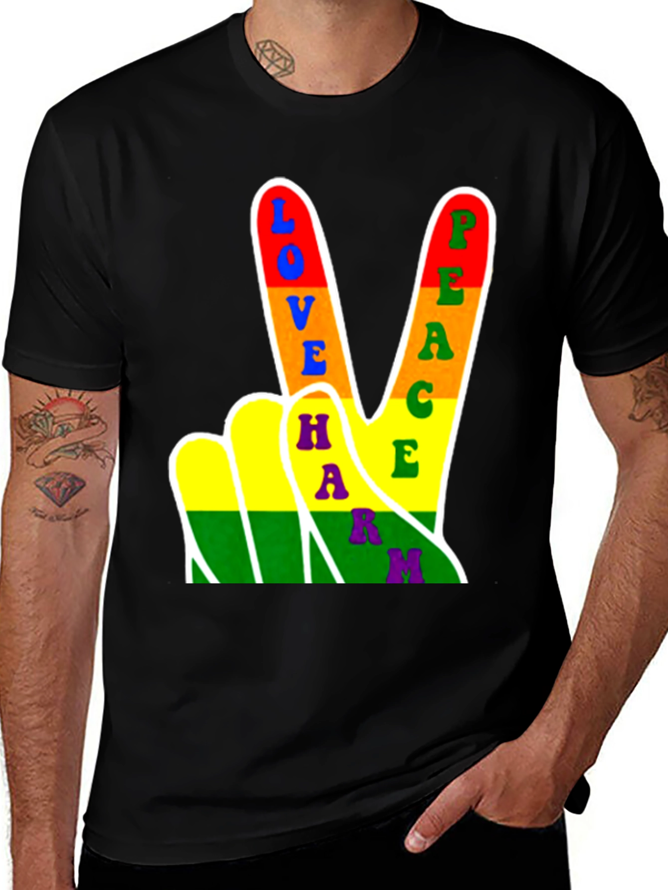 Variant 16 of Love Peace Harmony Rainbow Graphic T-Shirt