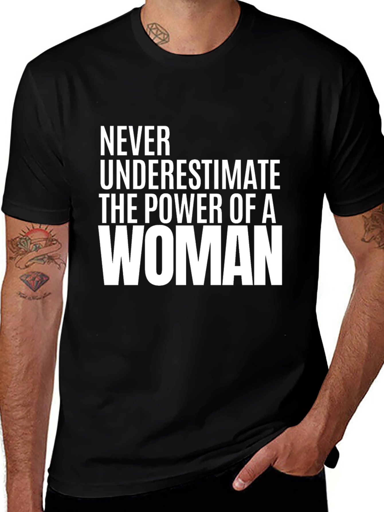Variant 2 of Powerful Woman Graphic Tee - Black Cotton T-Shirt