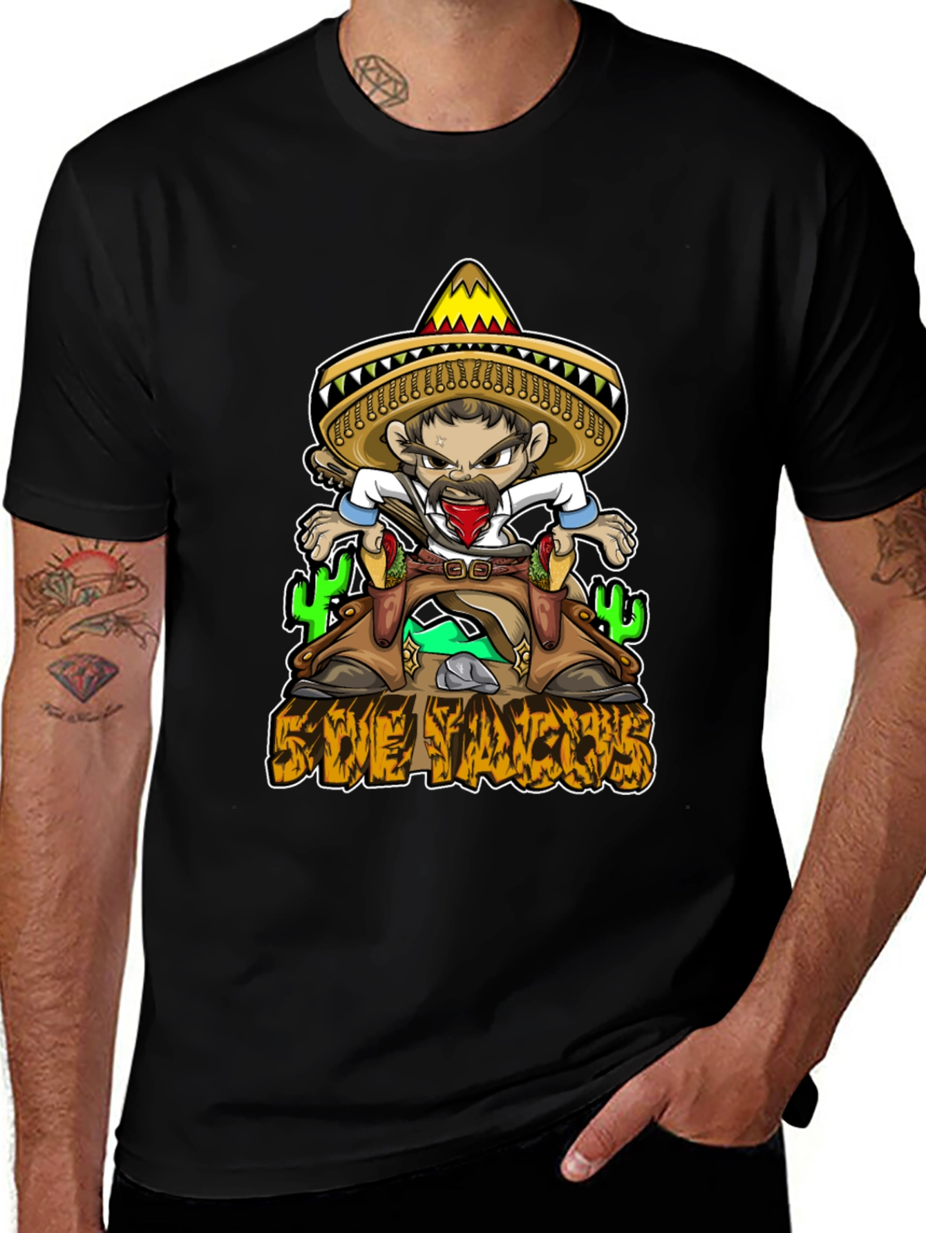 Variant 24 of Save Tacos T-Shirt - Sombrero Cartoon Graphic Tee