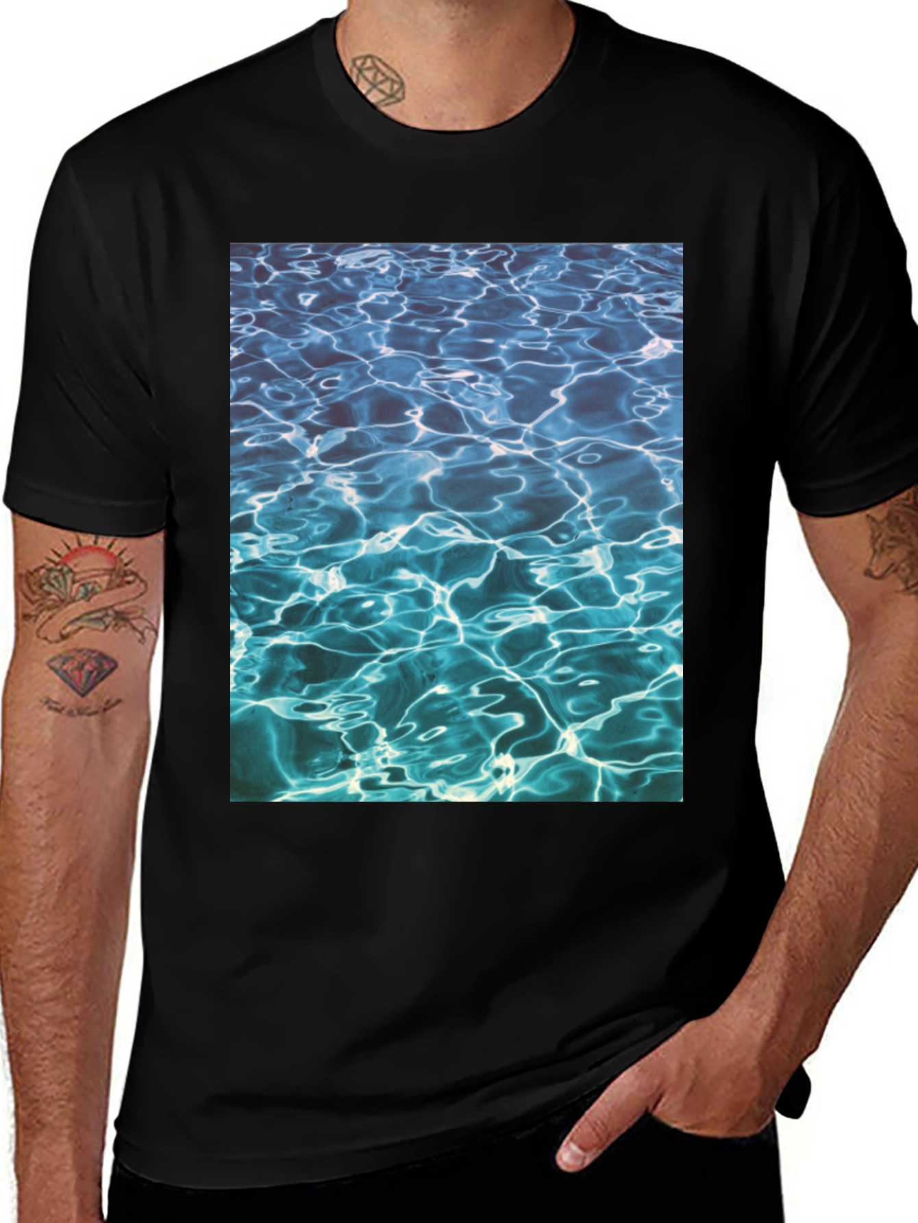 Variant 12 of Abstract Water Graphic Black T-Shirt