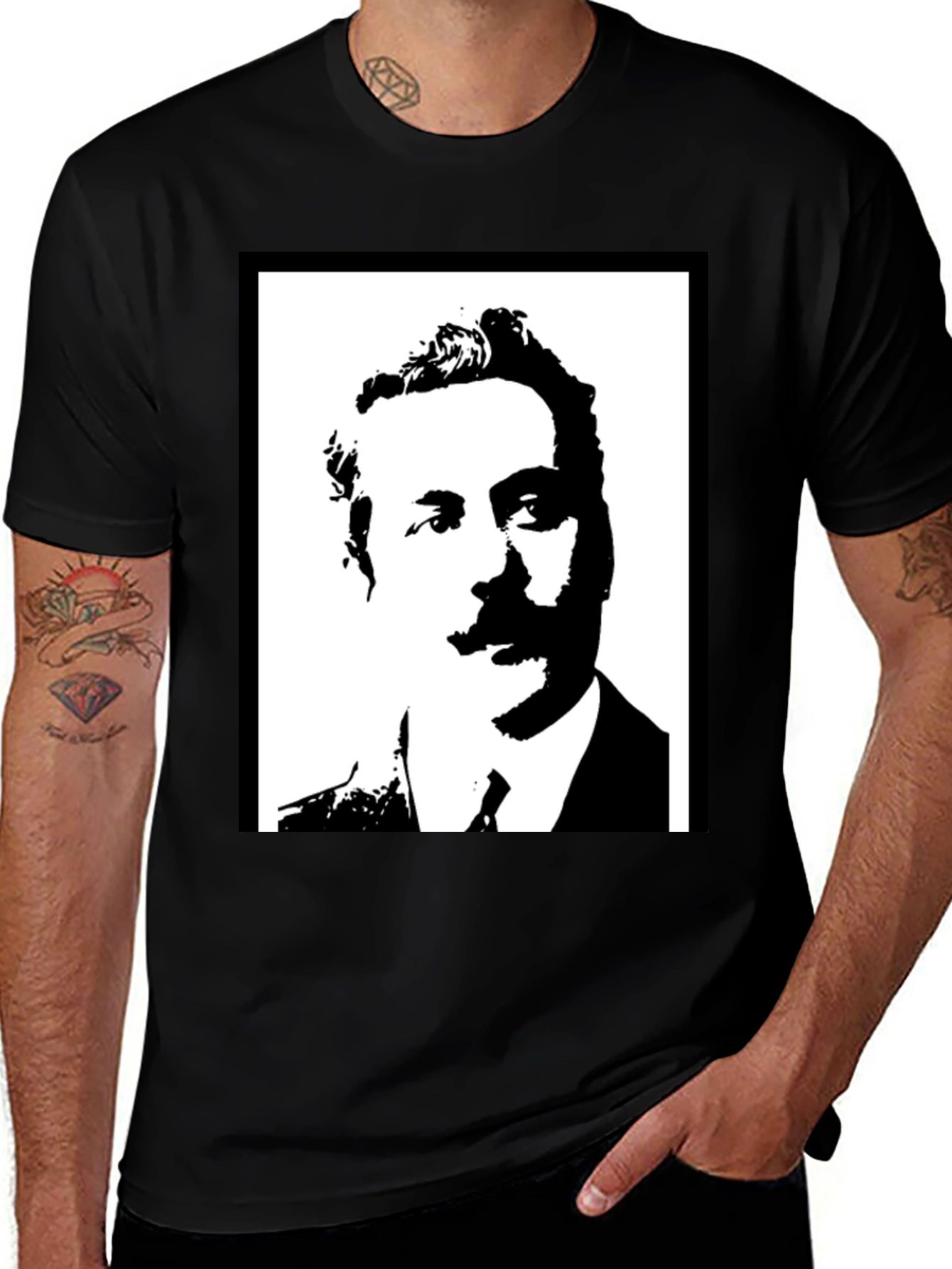 Variant 16 of Portrait Graphic Tee - Black Casual T-Shirt