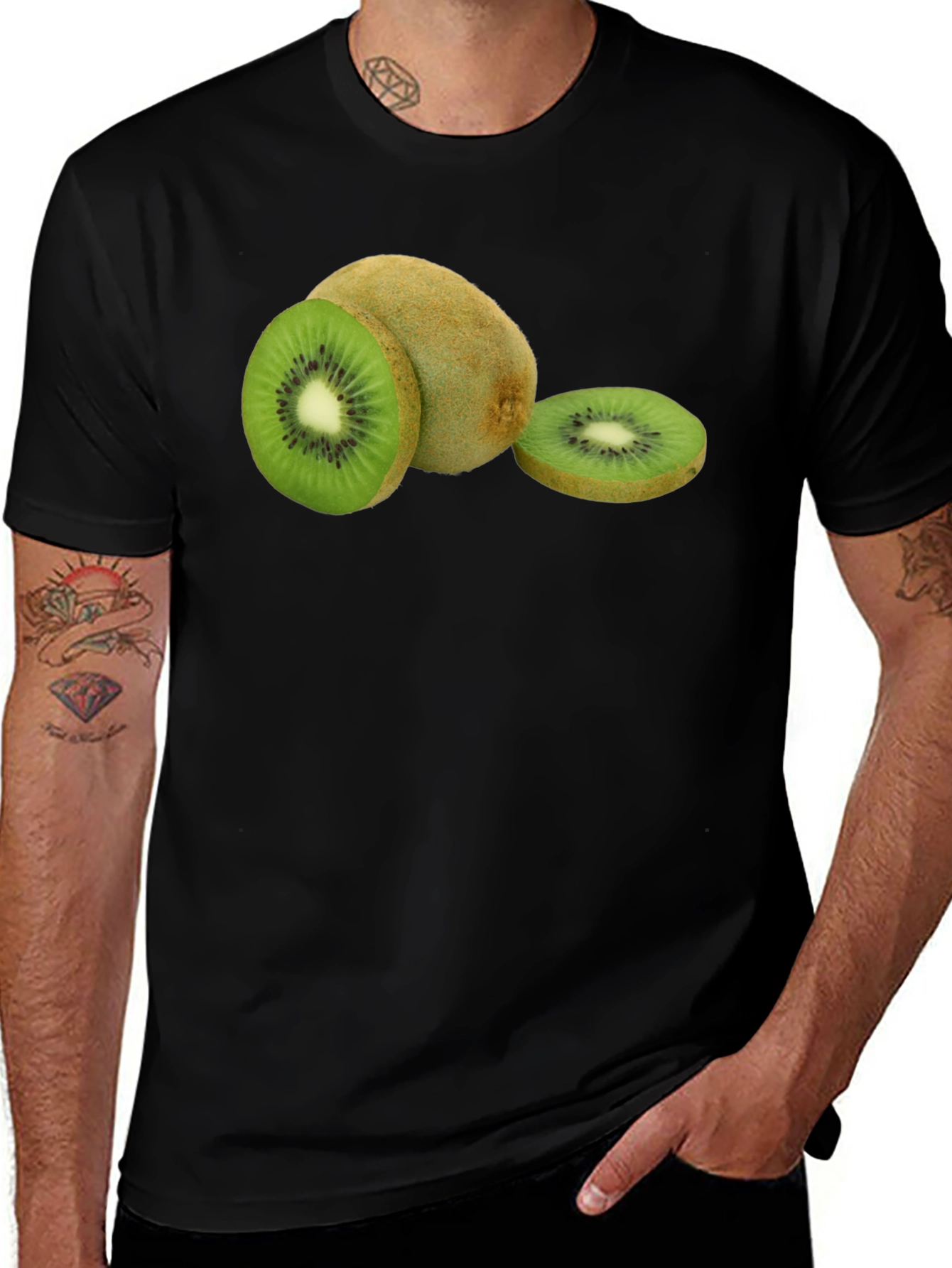 Variant 24 of Kiwi Fruit Graphic Black T-Shirt