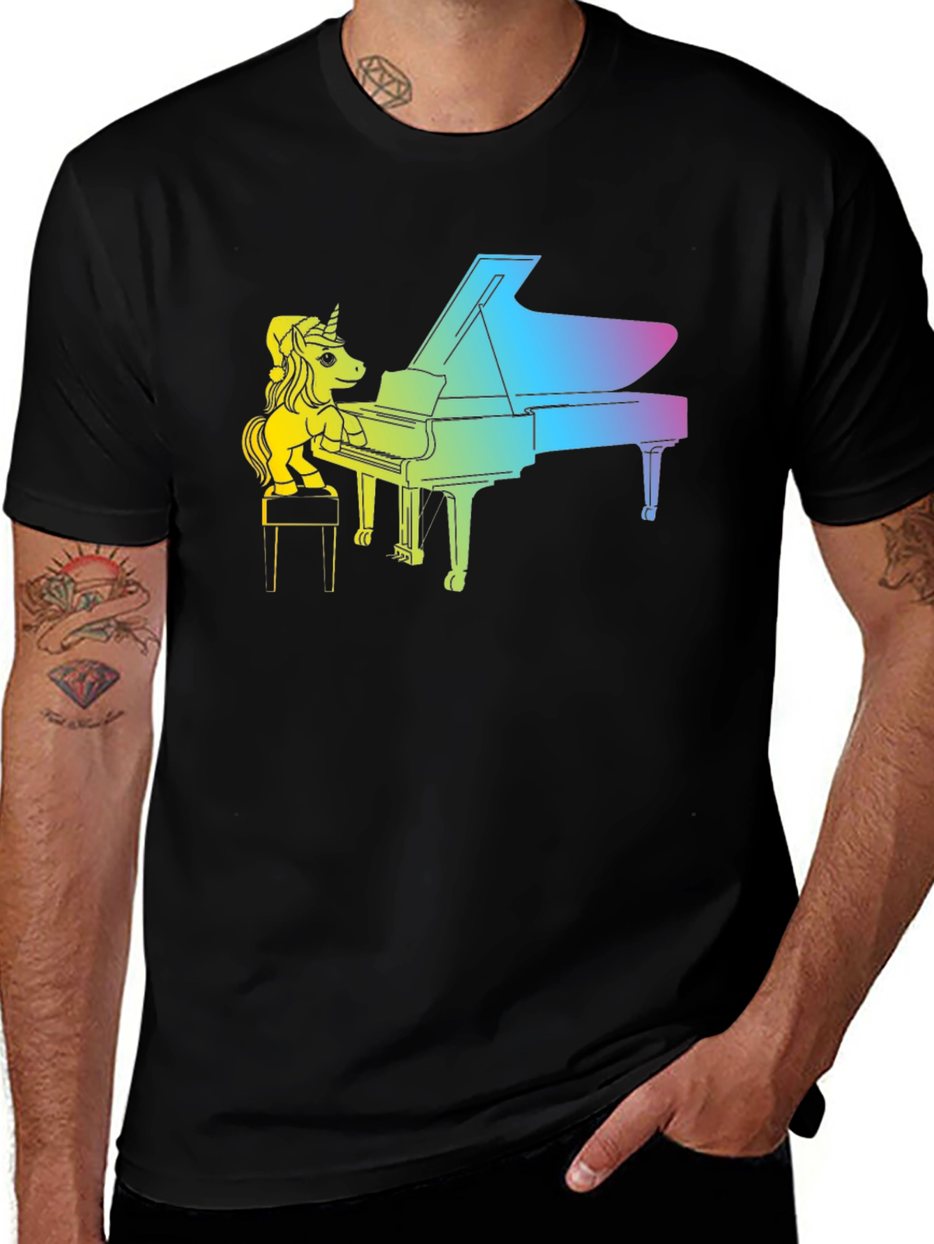 Variant 20 of Unicorn Piano T-Shirt - Rainbow Grand
