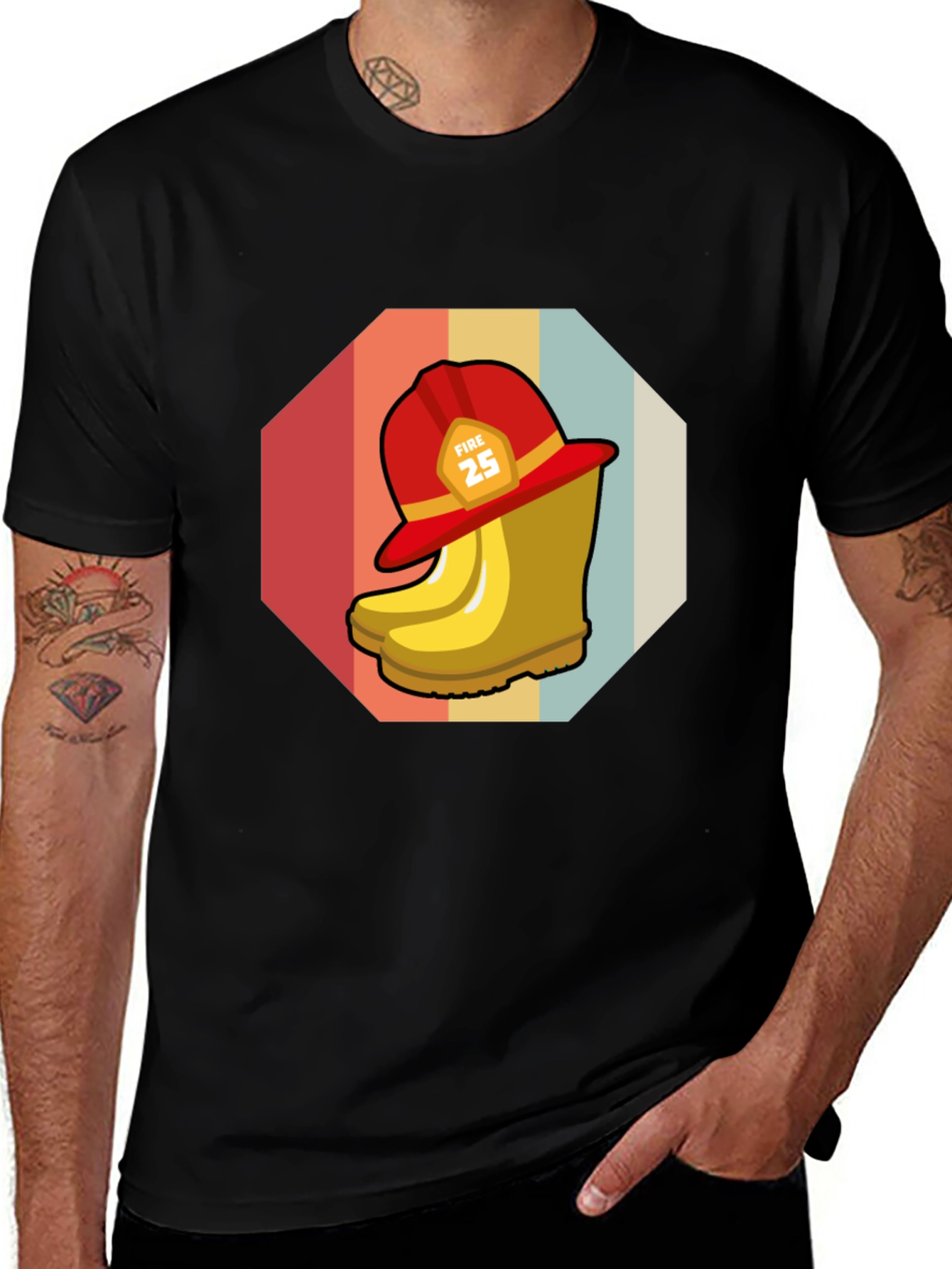 Fireman Boot and Helmet Graphic T-Shirt