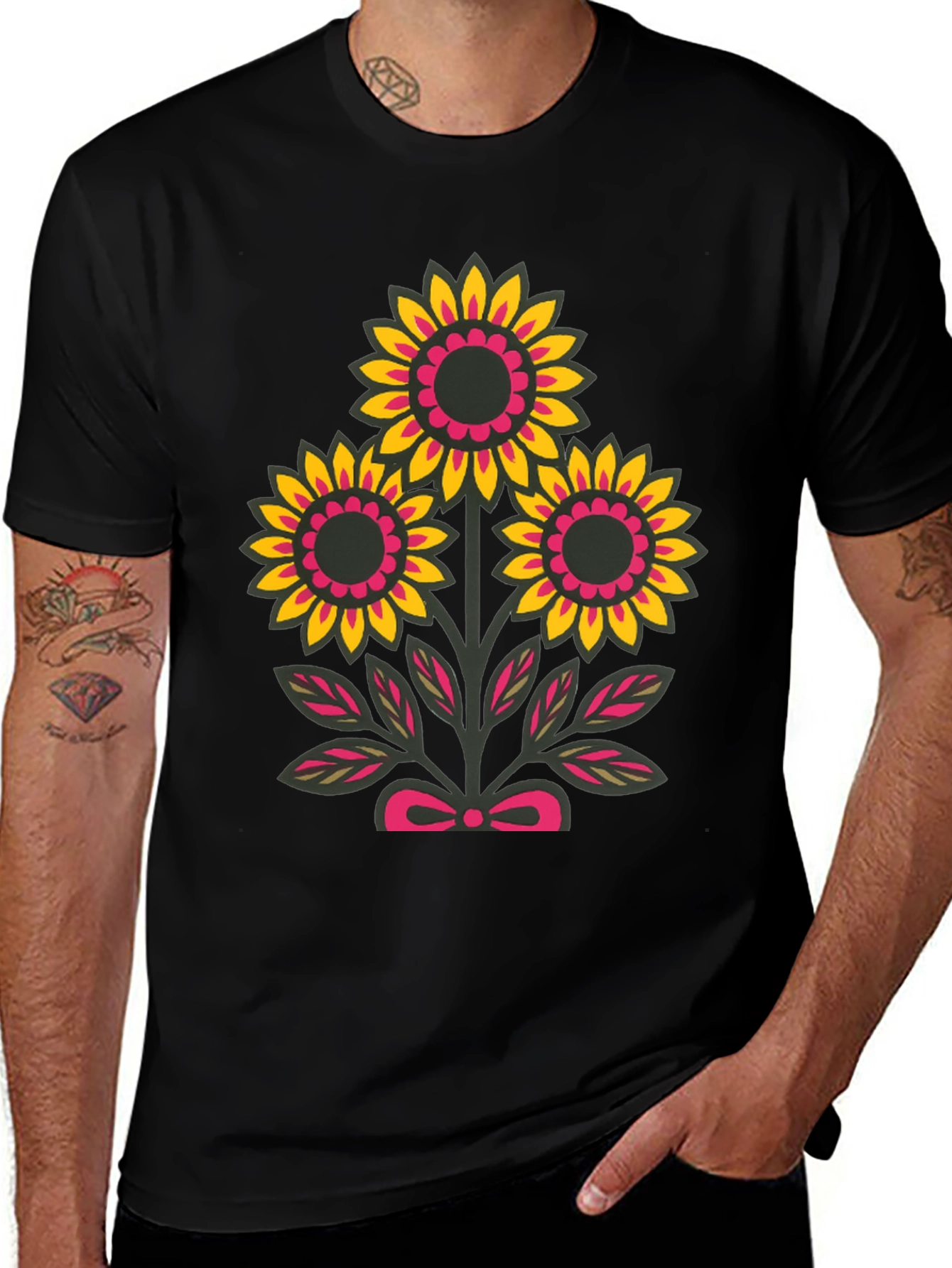 Variant 22 of Floral Graphic Tee - Black Casual Shirt