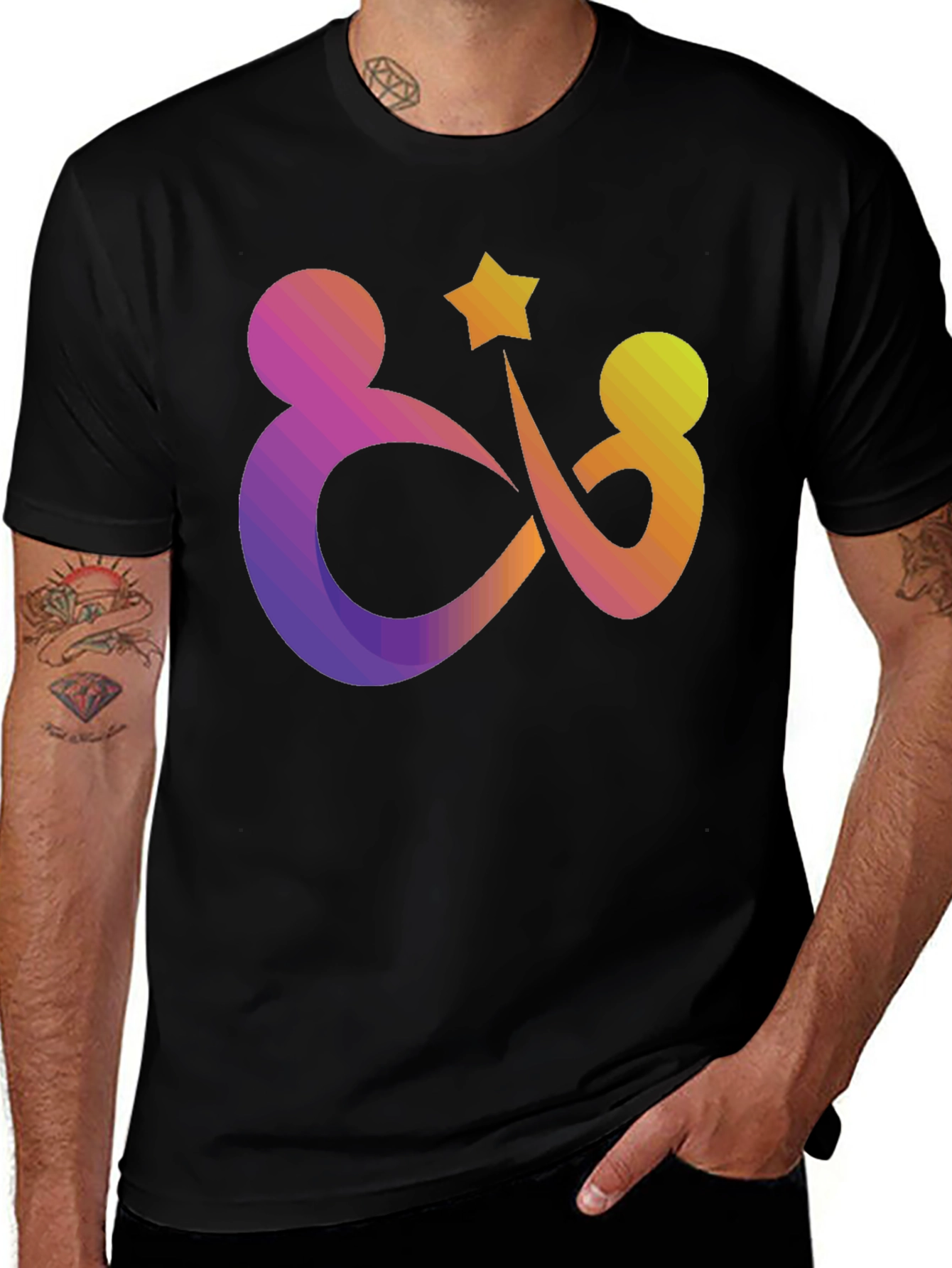 Variant 29 of Colorful Symbol Black T-Shirt