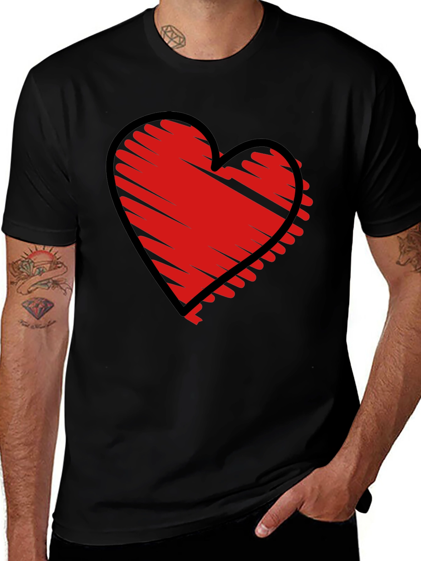 Variant 14 of Red Heart Graphic Black T-Shirt