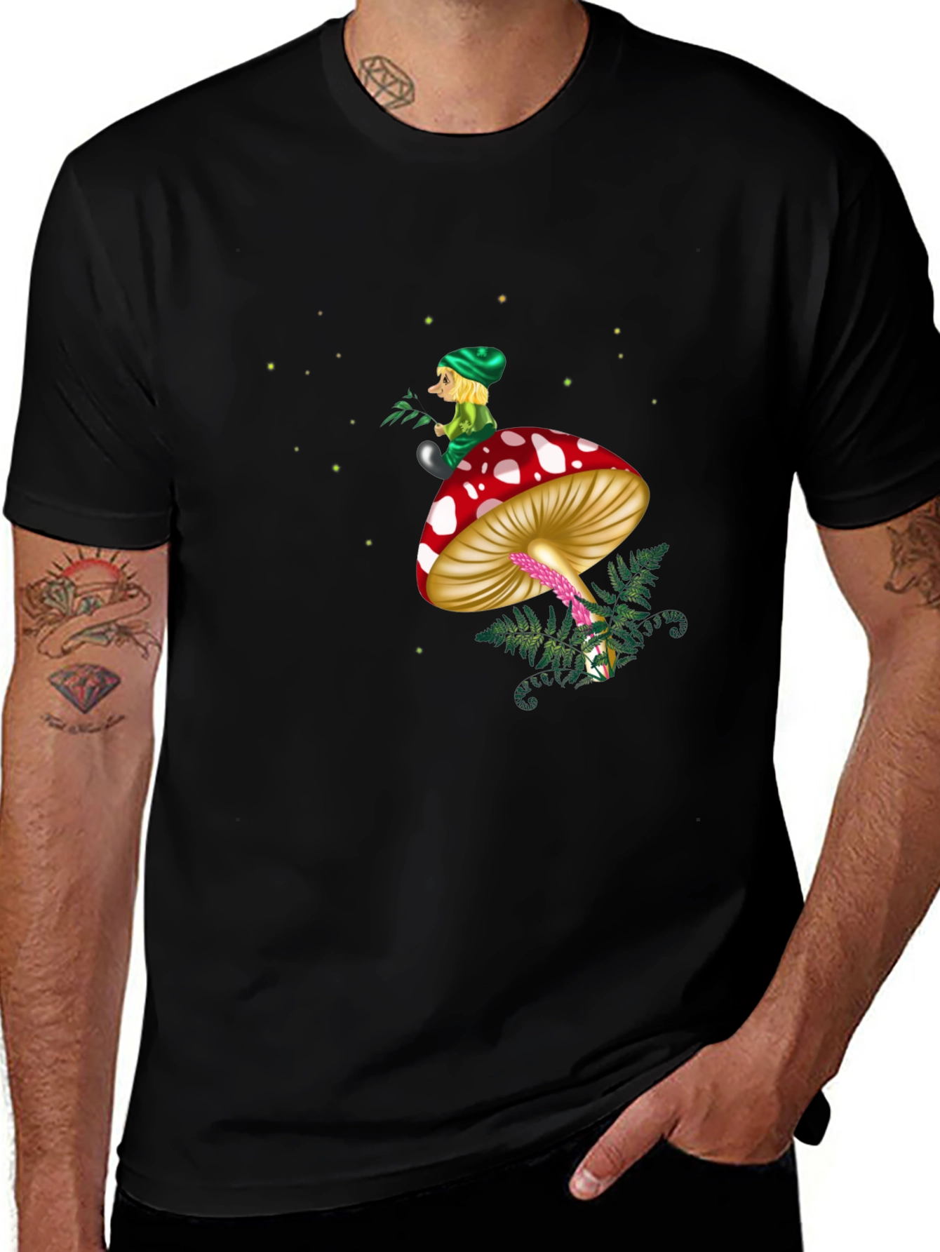Variant 25 of Mushroom Elf Graphic Tee - Magical Forest Shirt