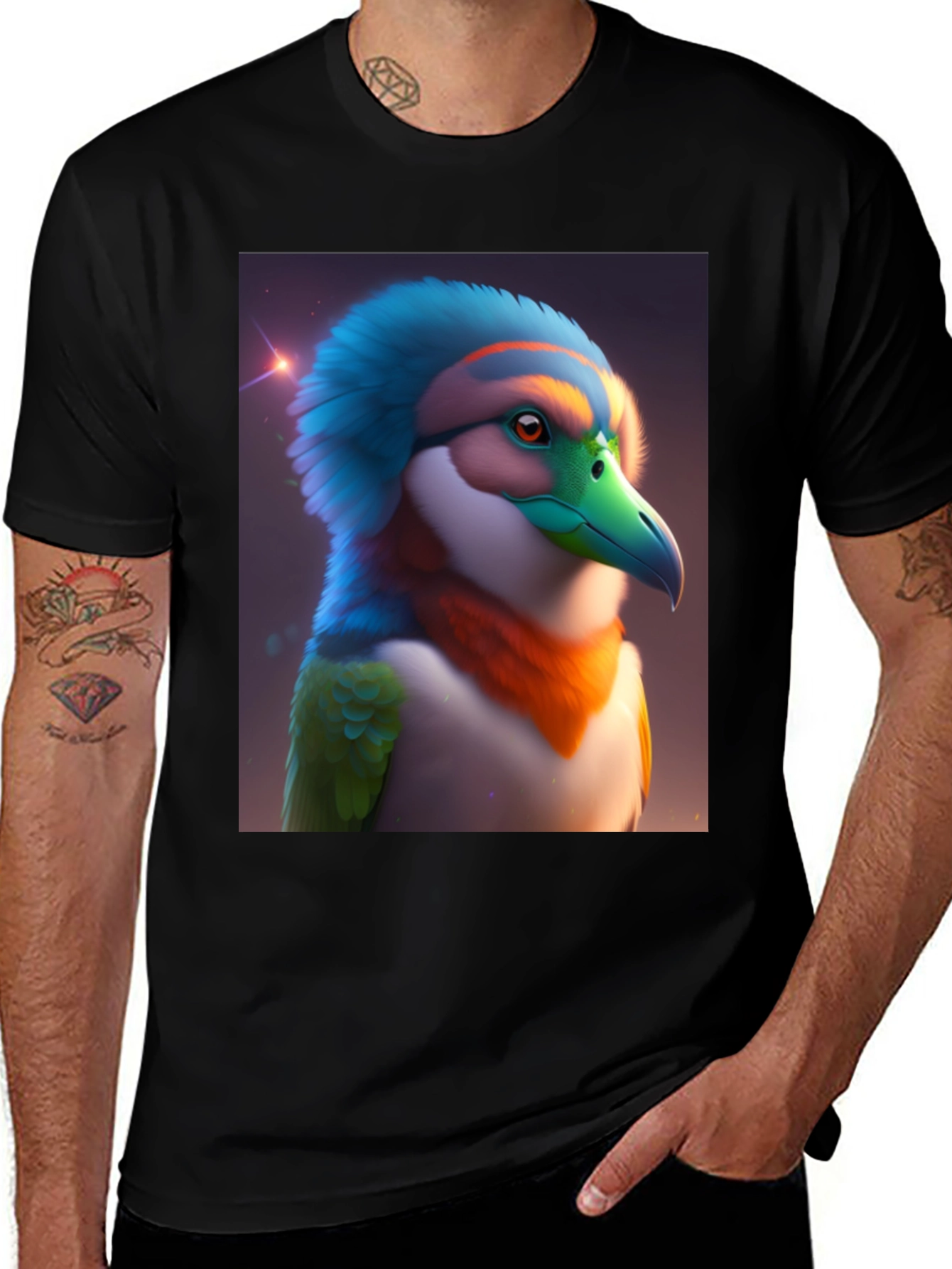 Variant 11 of Exotic Bird Graphic Tee - Unique Colorful Bird Design