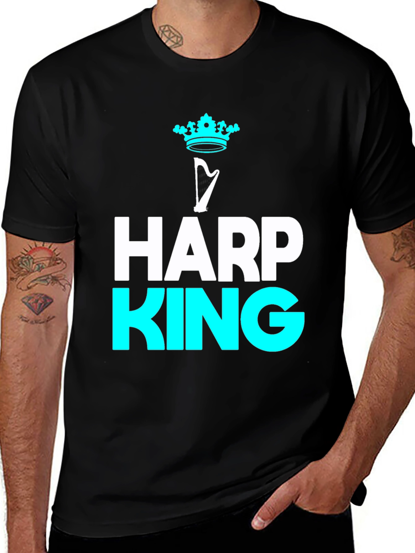 Variant 2 of Harp King T-Shirt - Musical Royalty Tee