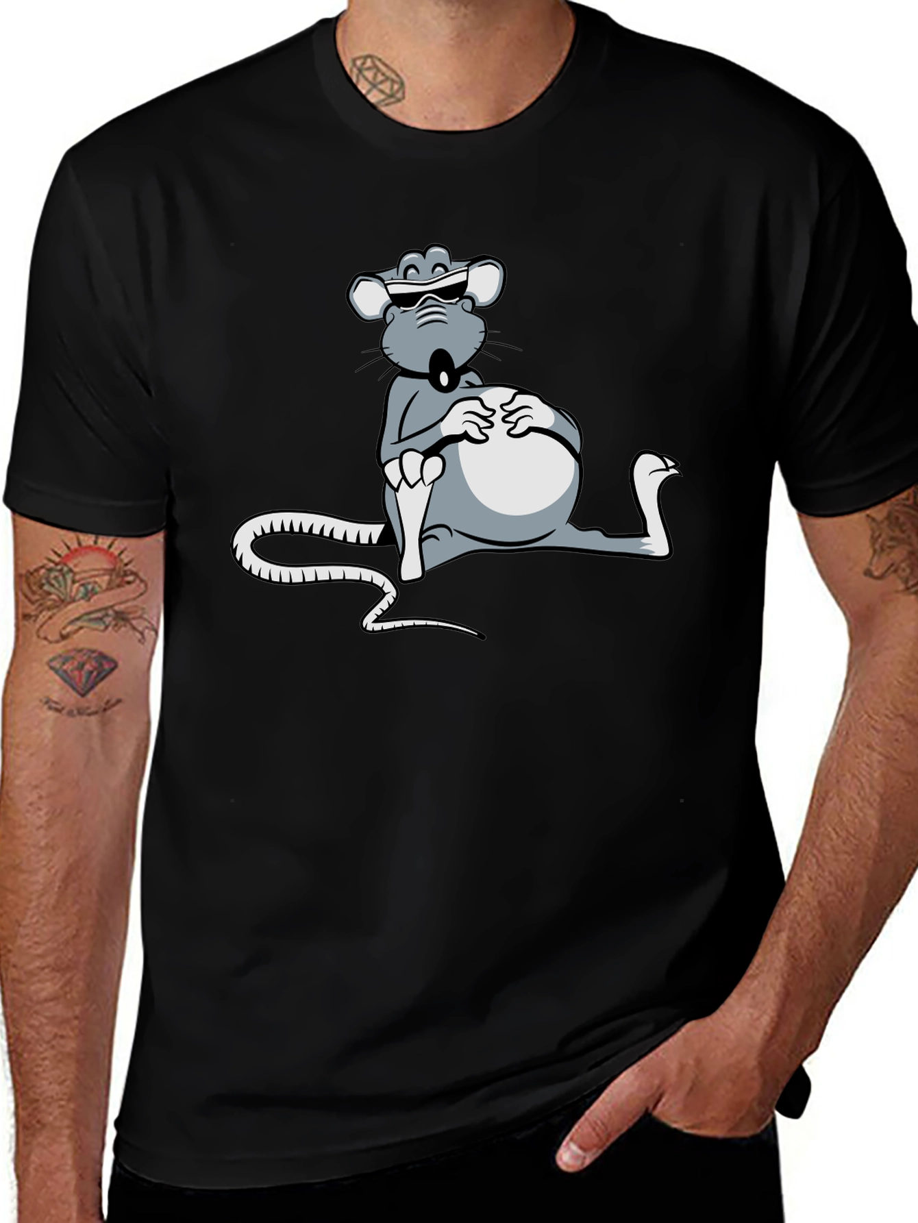 Variant 4 of Cool Rat T-Shirt - Relaxed Cartoon Design