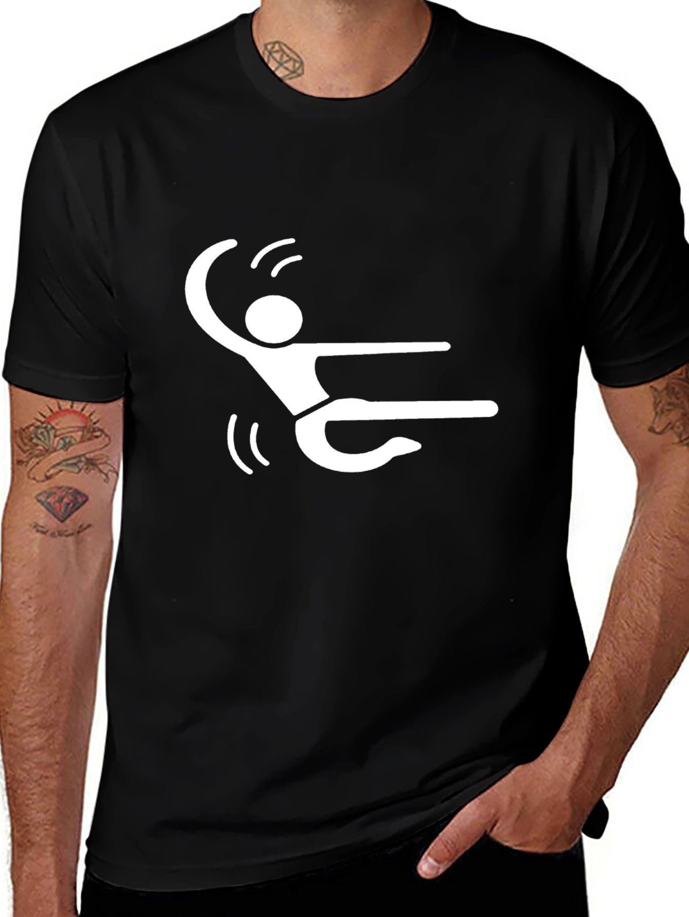 Variant 30 of Dancing Stick Figure Graphic Tee - Black Cotton