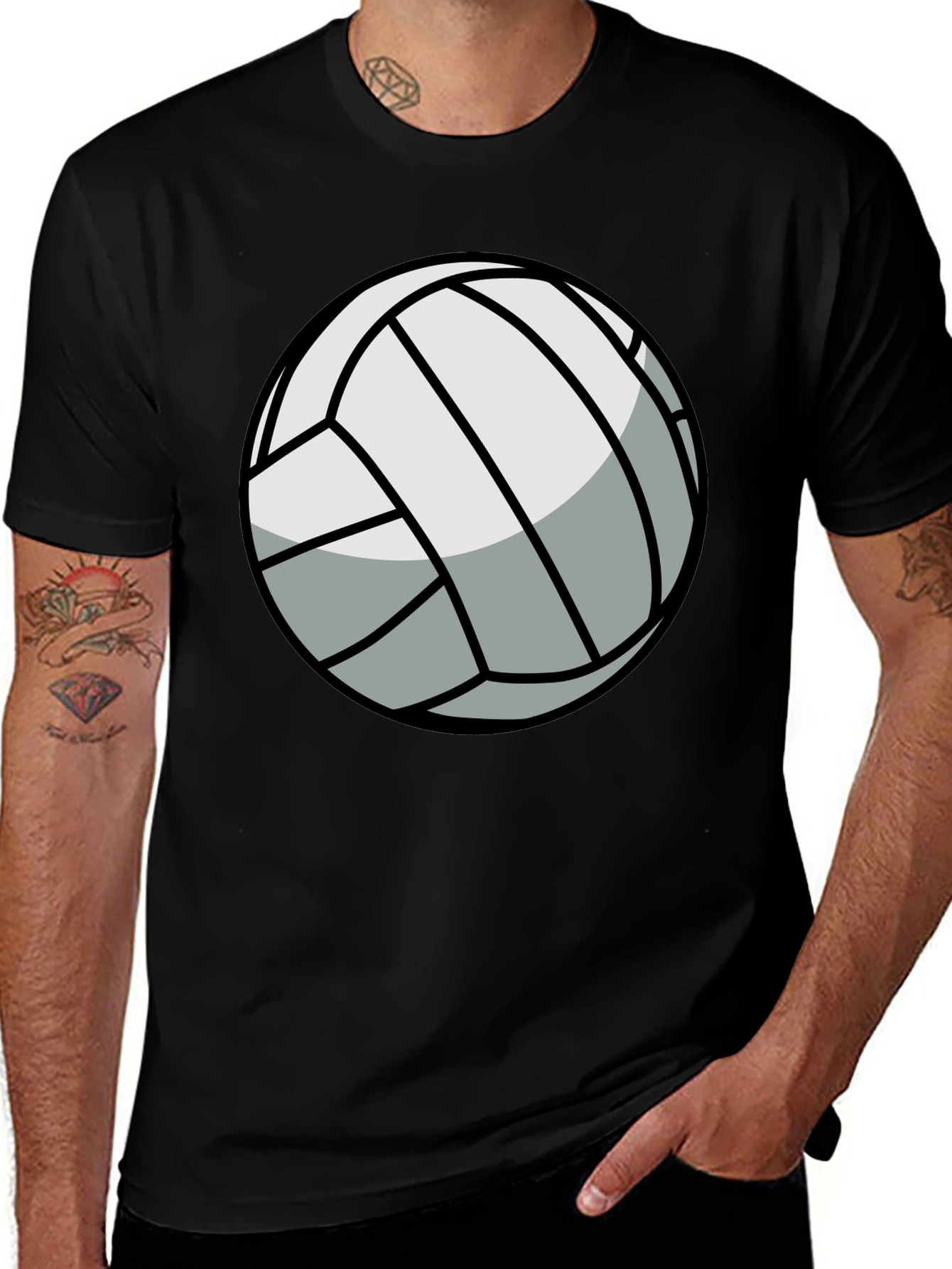 Variant 27 of Volleyball Graphic Tee - Black Cotton T-Shirt