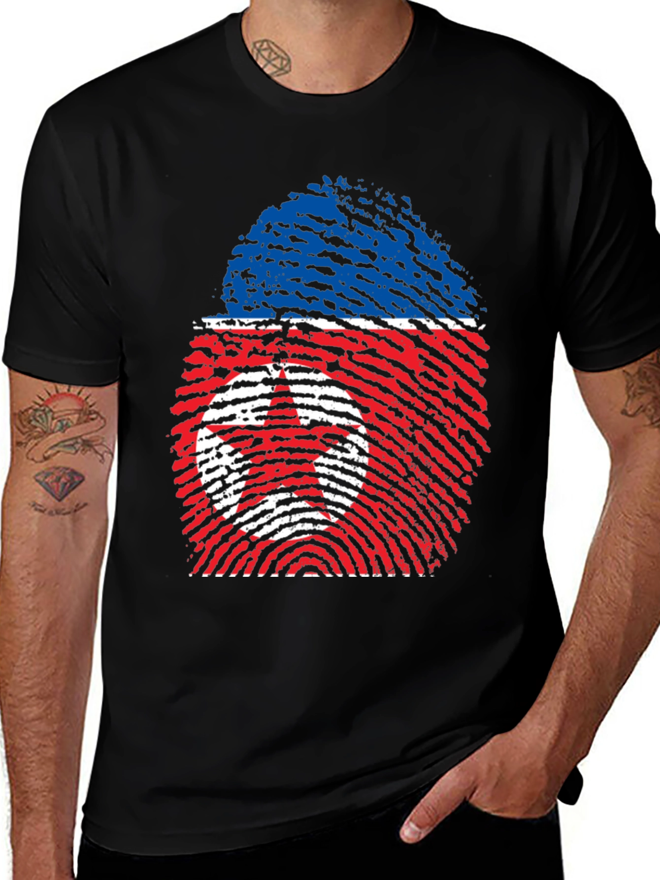 Variant 13 of North Korea Fingerprint Flag T-Shirt