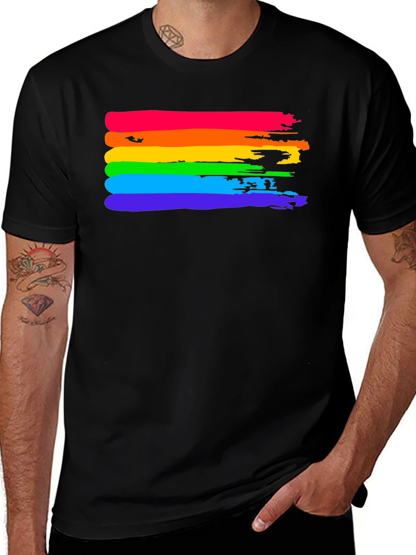 Rainbow Pride T-Shirt - Brush Stroke LGBTQ Tee