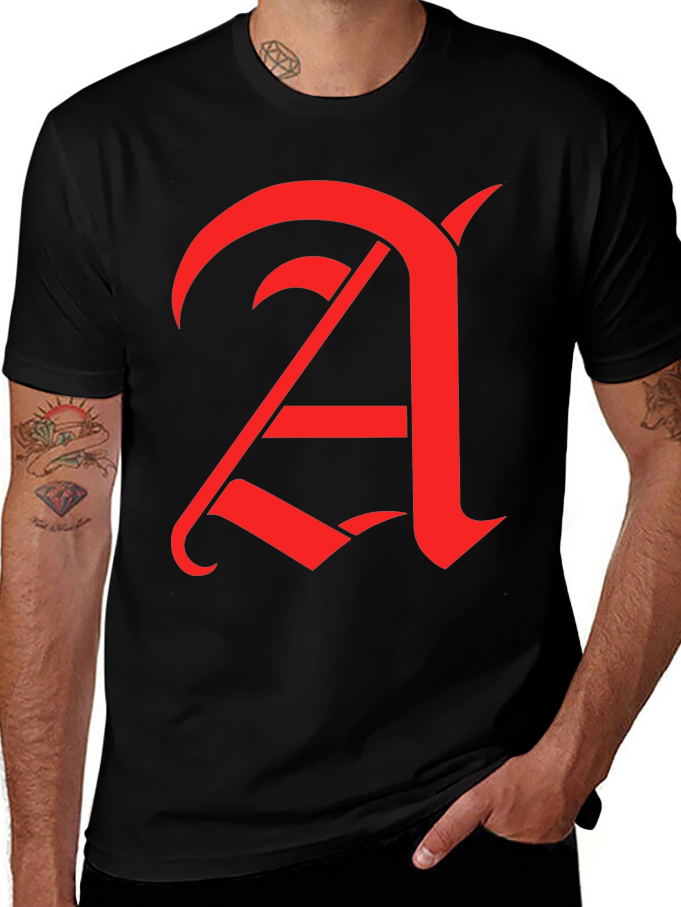 Variant 30 of Bold 'A' Graphic Tee - Classic Style in Black