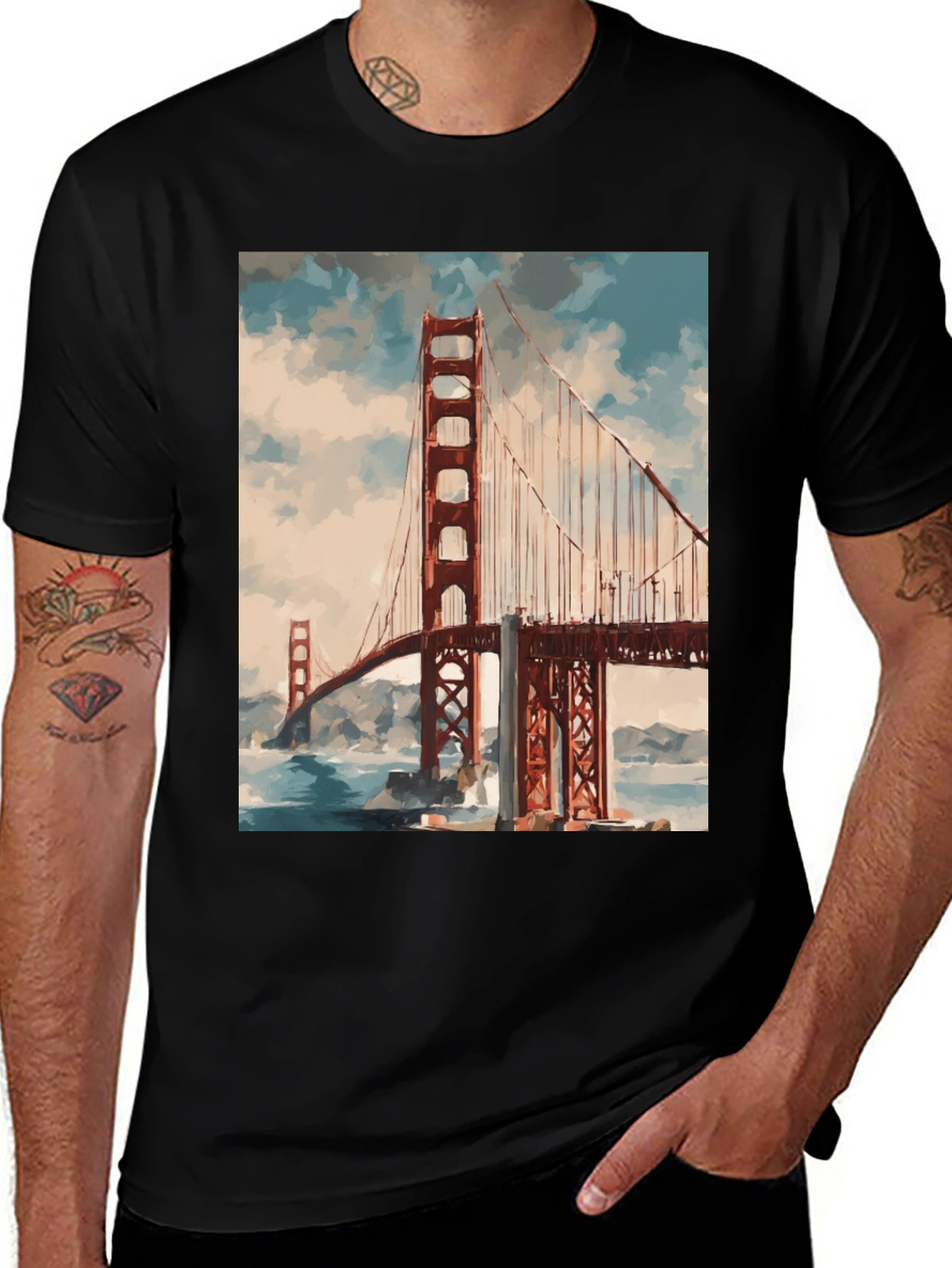 Variant 21 of Golden Gate Bridge Graphic Tee - Black