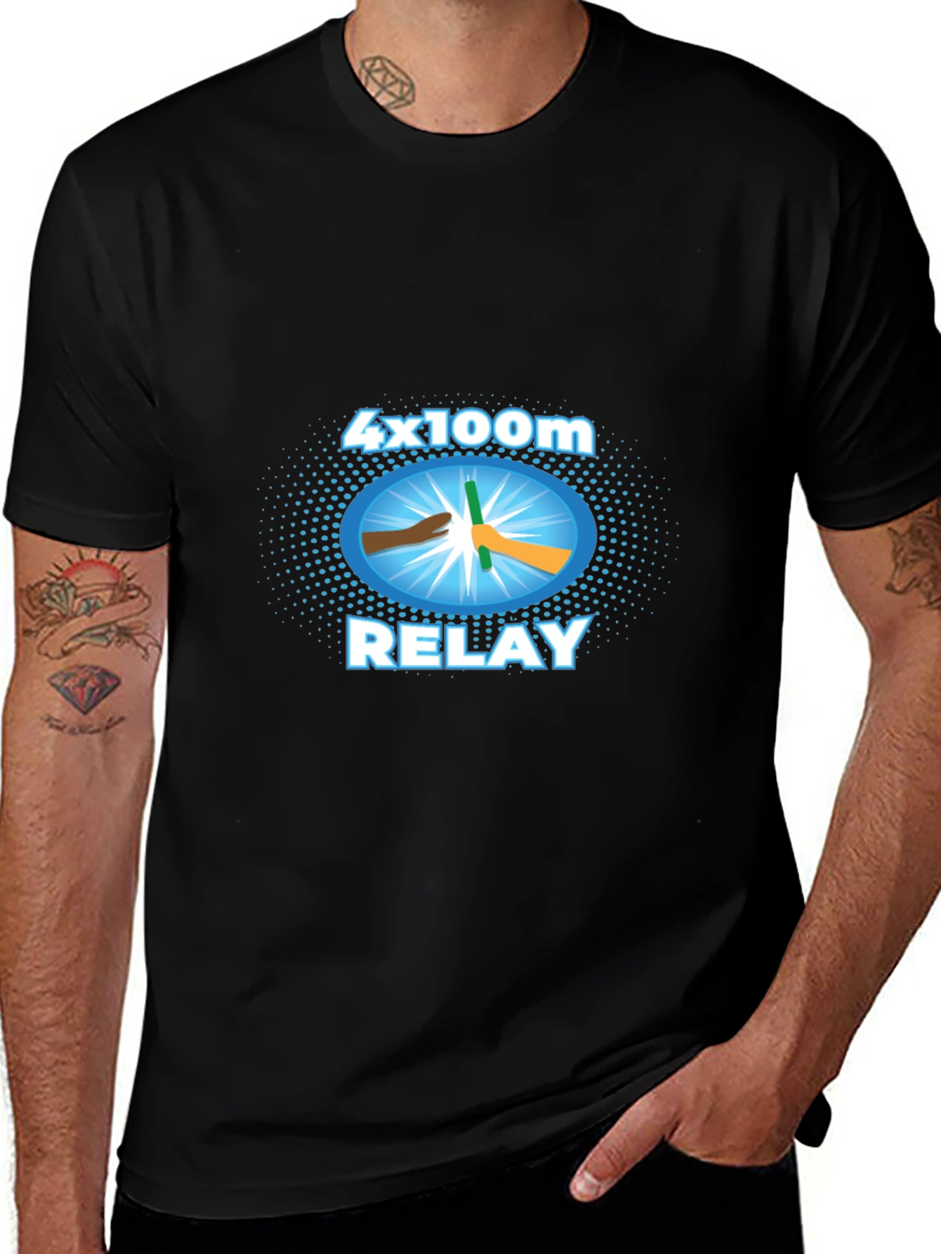 4x100m Relay Graphic Tee - Black Cotton T-Shirt