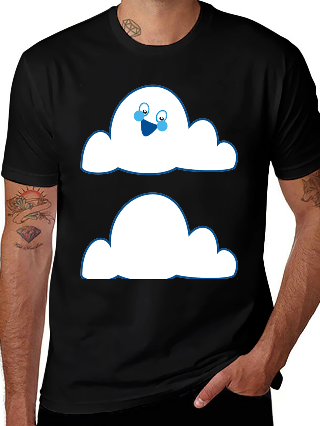 Variant 17 of Funny Cloud Face Black T-Shirt