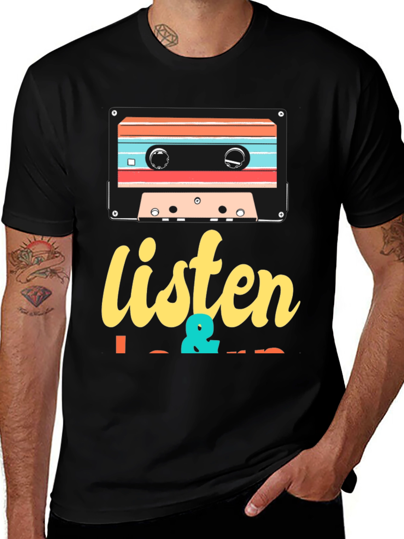 Variant 27 of Retro Cassette Tape T-Shirt - Listen & Learn