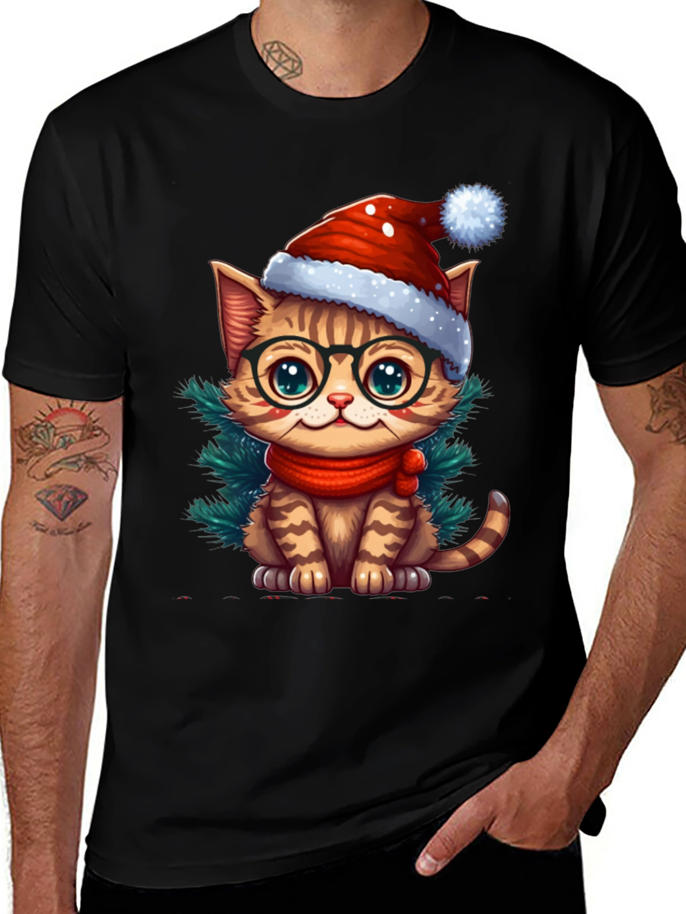 Variant 2 of Festive Cat T-Shirt: Holiday Cheer
