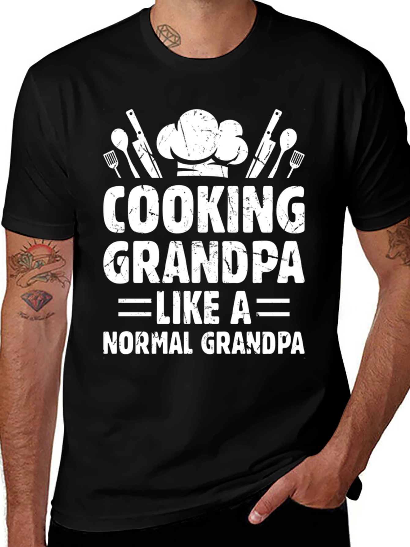 Variant 16 of Cooking Grandpa Graphic T-Shirt - Black
